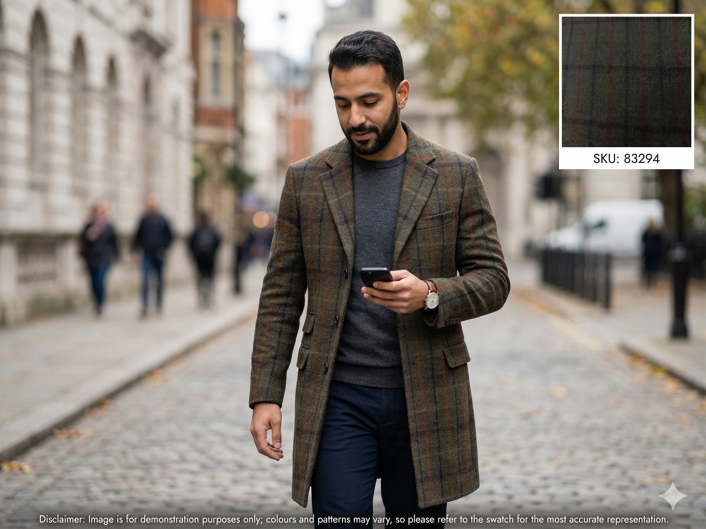 Man with Multicolour Check Wool Coating