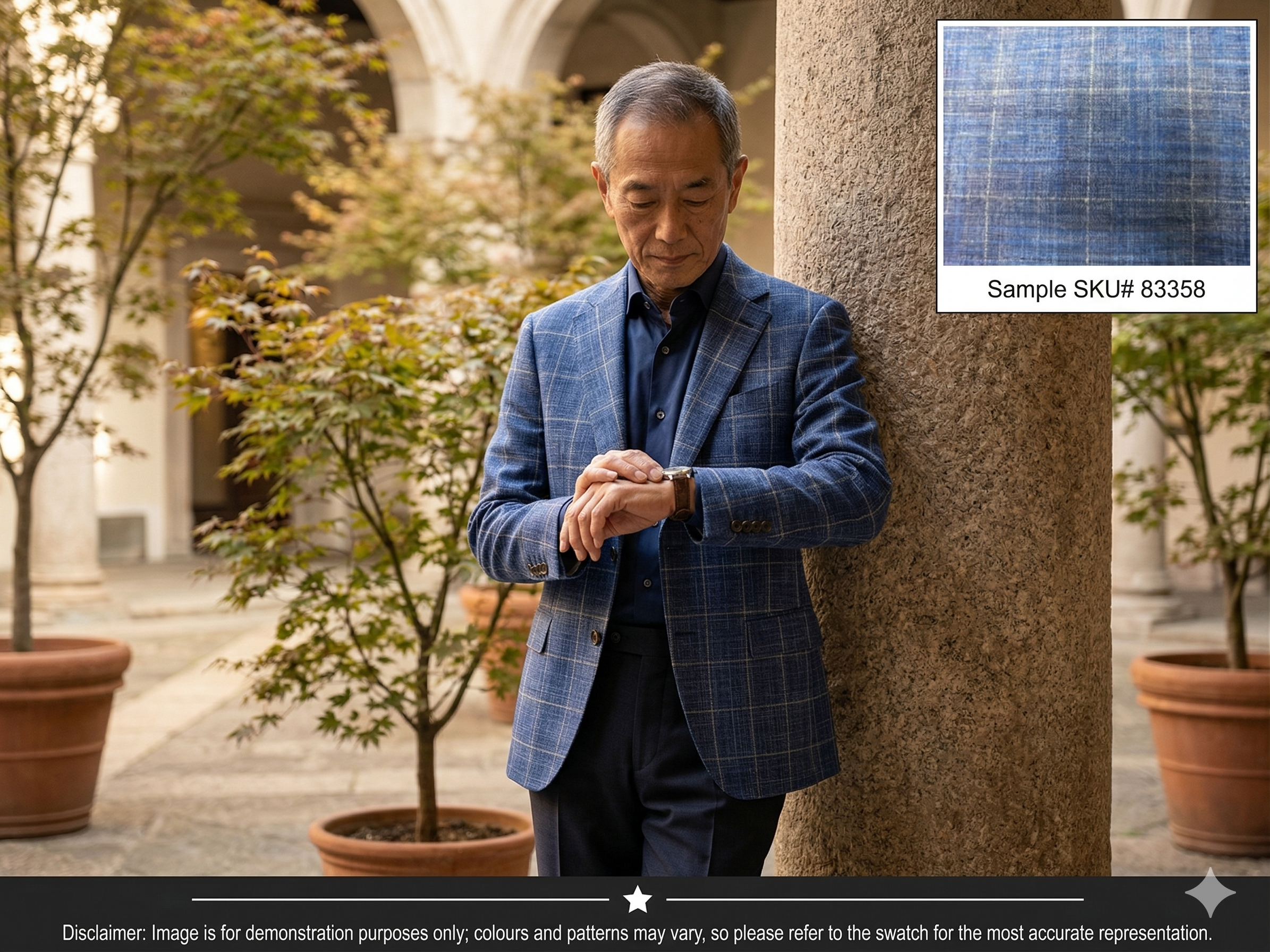 Man with Multicolour Check Wool Silk Linen Blazer Suiting