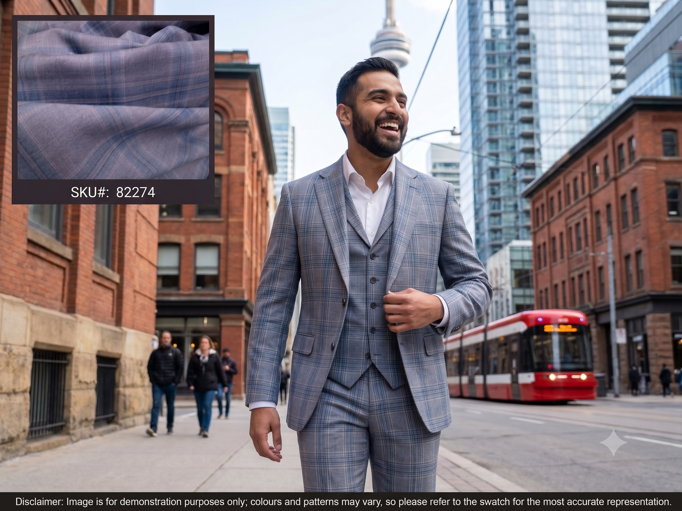 Man with Multicolour Check Wool Suiting