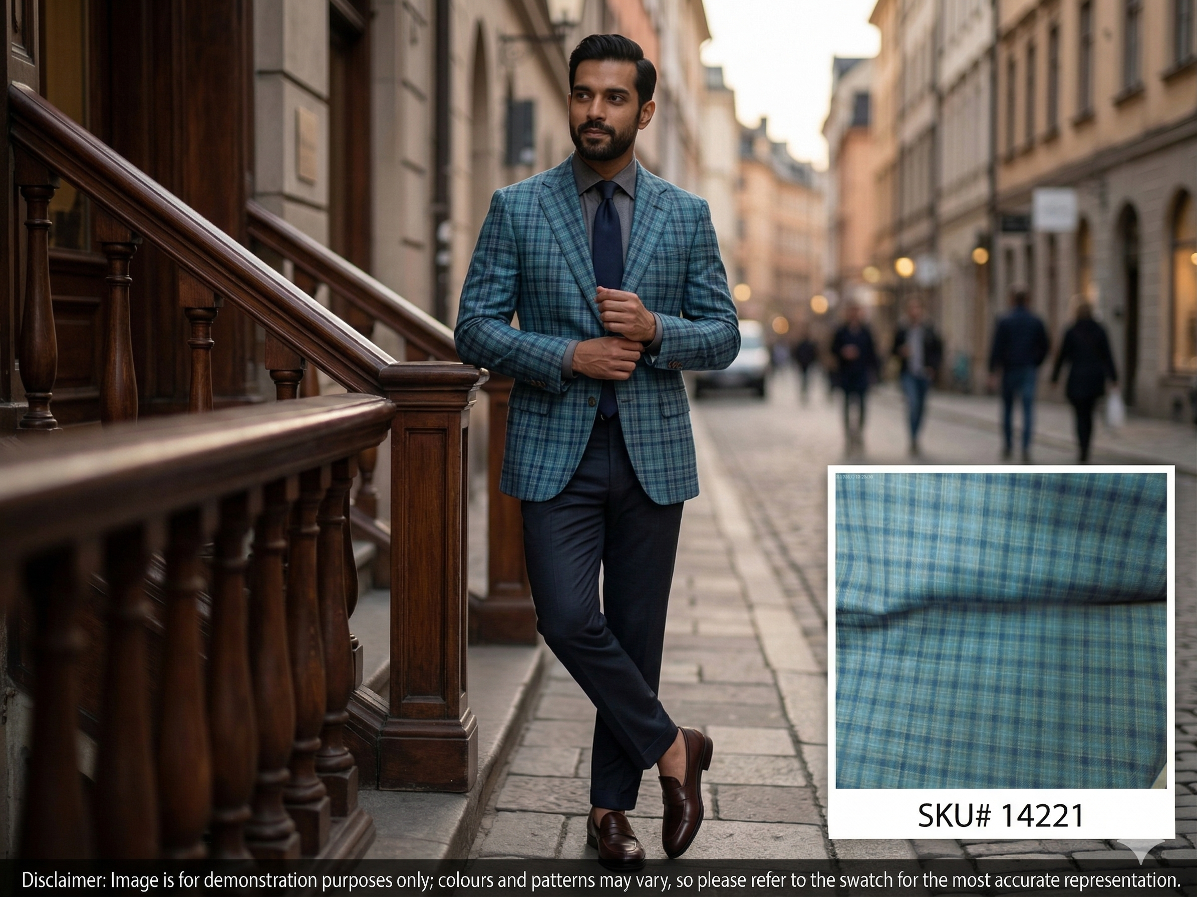 Man with Multicolour Check Worsted Wool Blazer