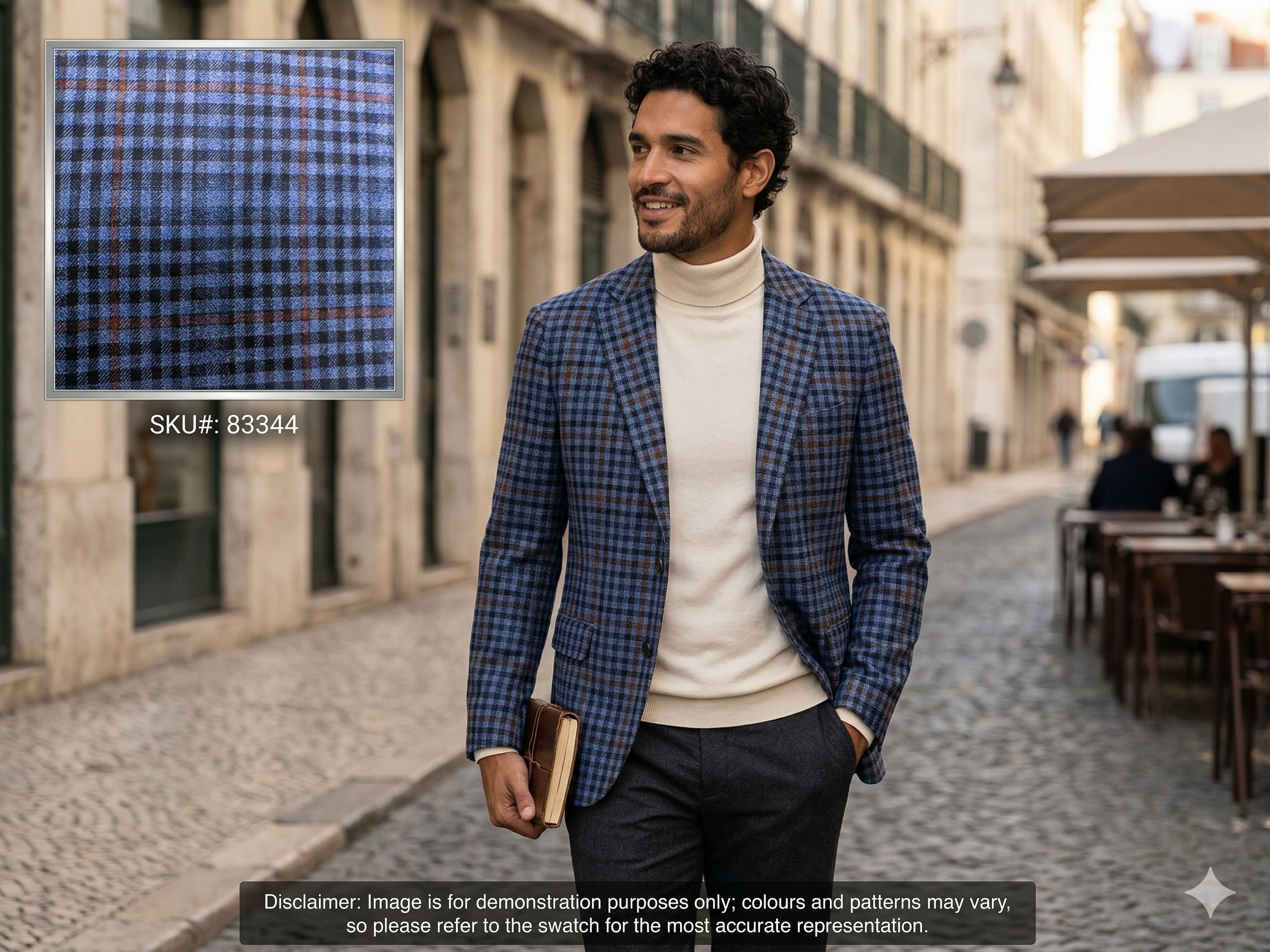 Man with Multicolour Check Worsted Wool Blazer