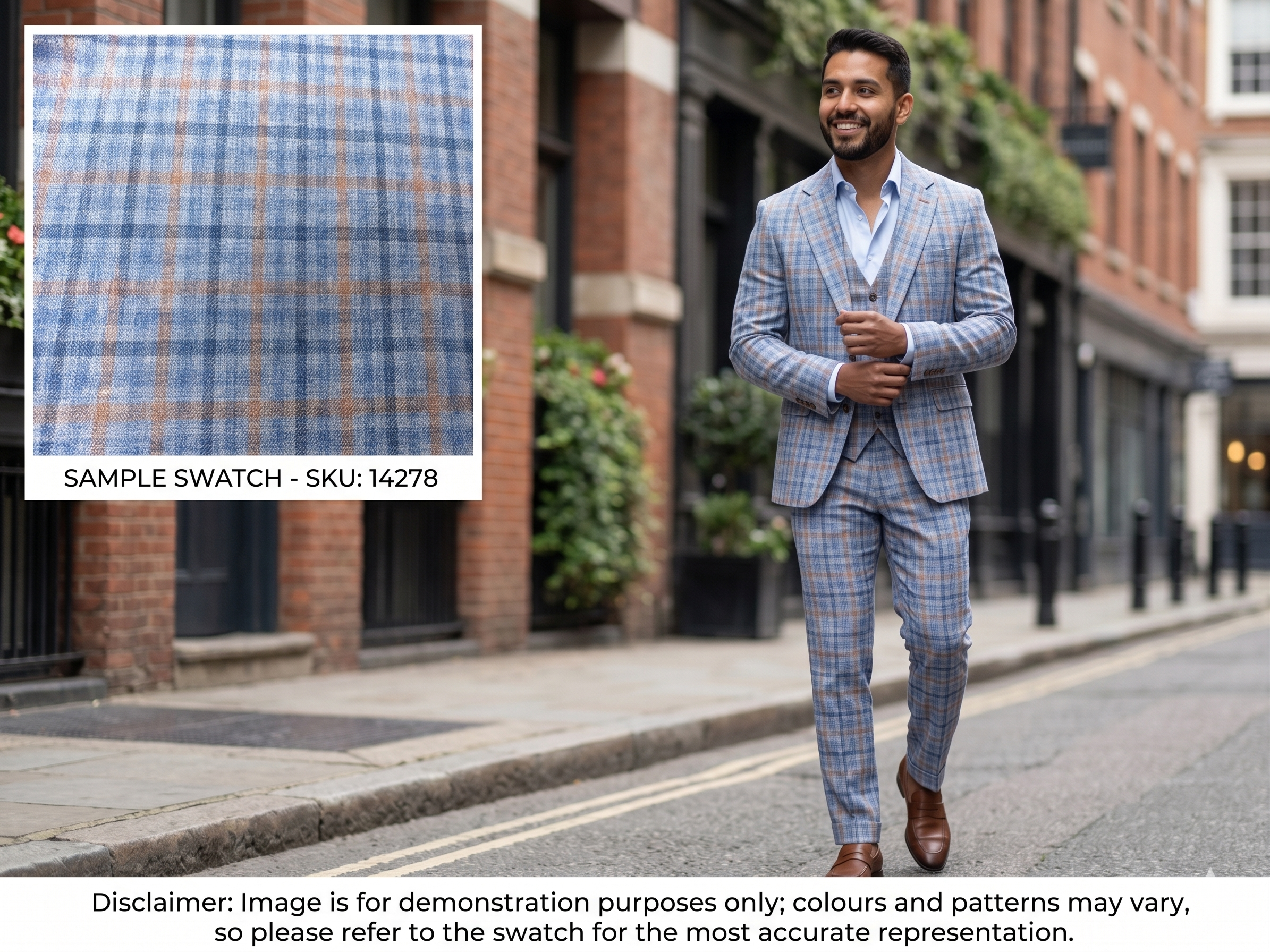 Man with Multicolour Check Worsted Wool Suiting