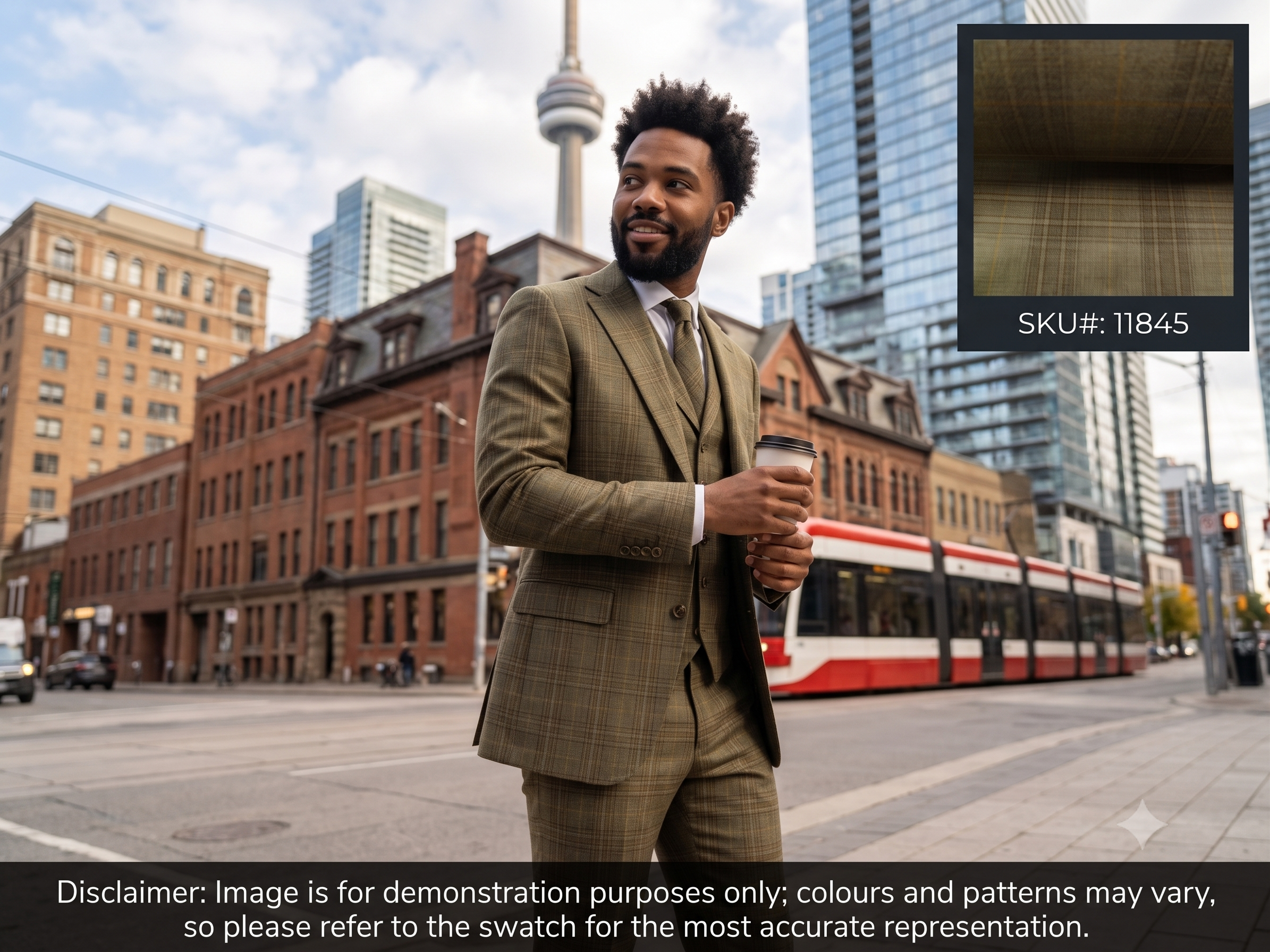 Man with Multicolour Check Worsted Wool Suiting