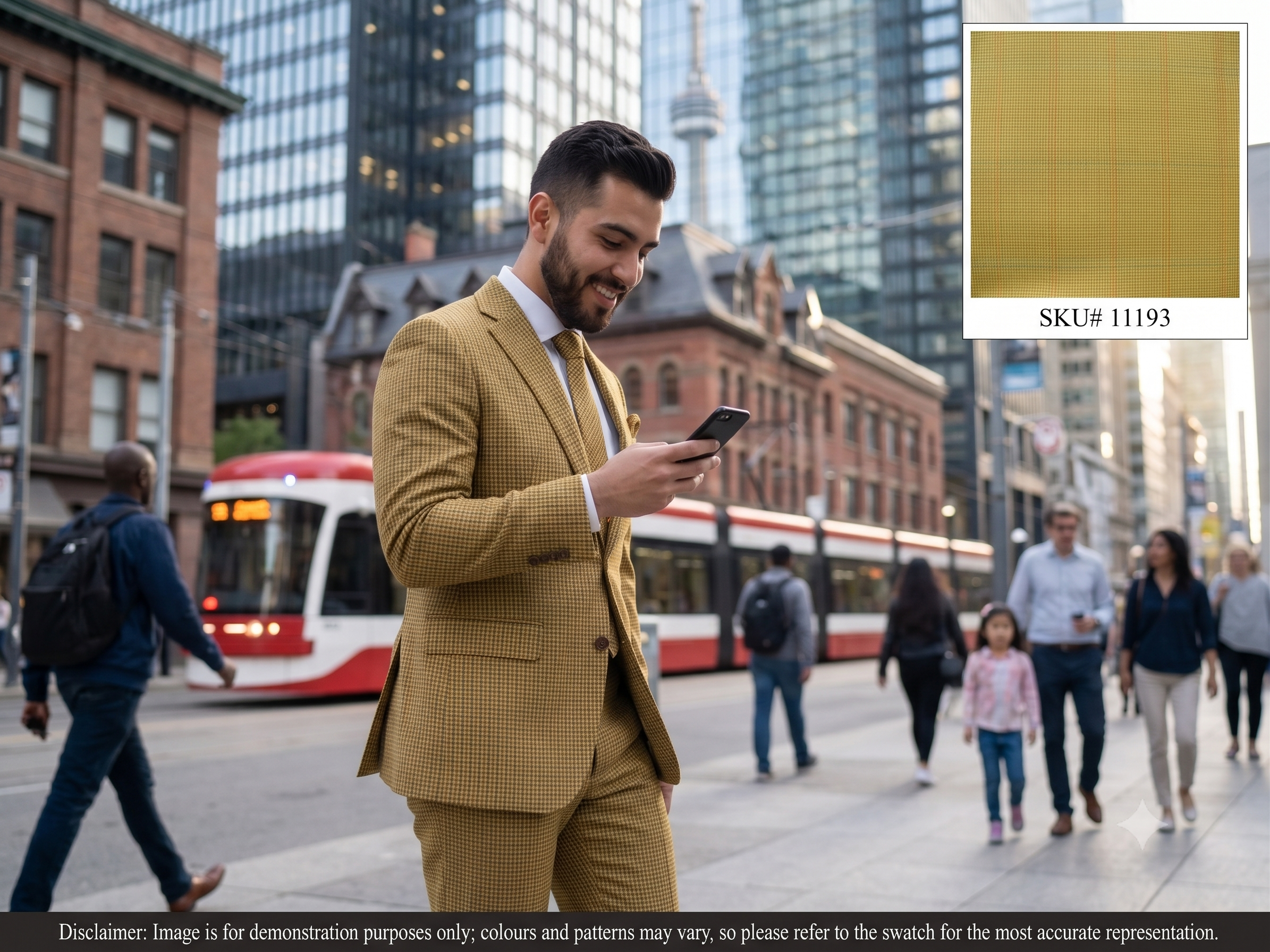 Man with Multicolour Check Worsted Wool Suiting