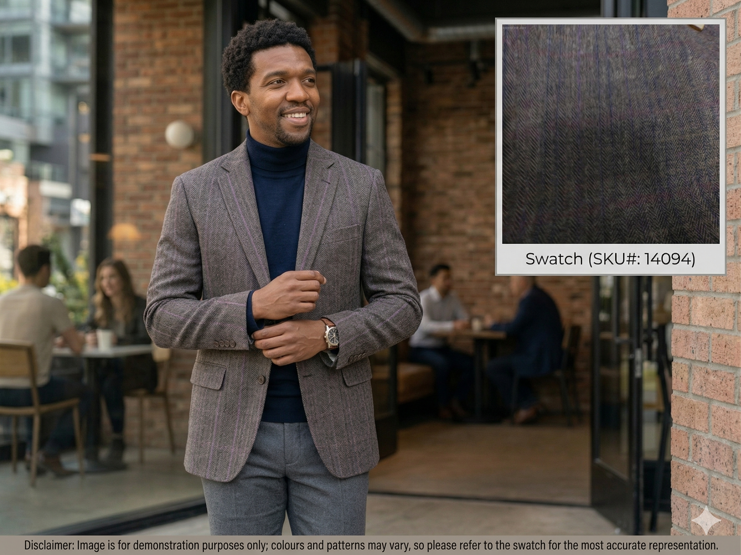 Man with Multicolour Herringbone Wool Cashmere Blazer Coating