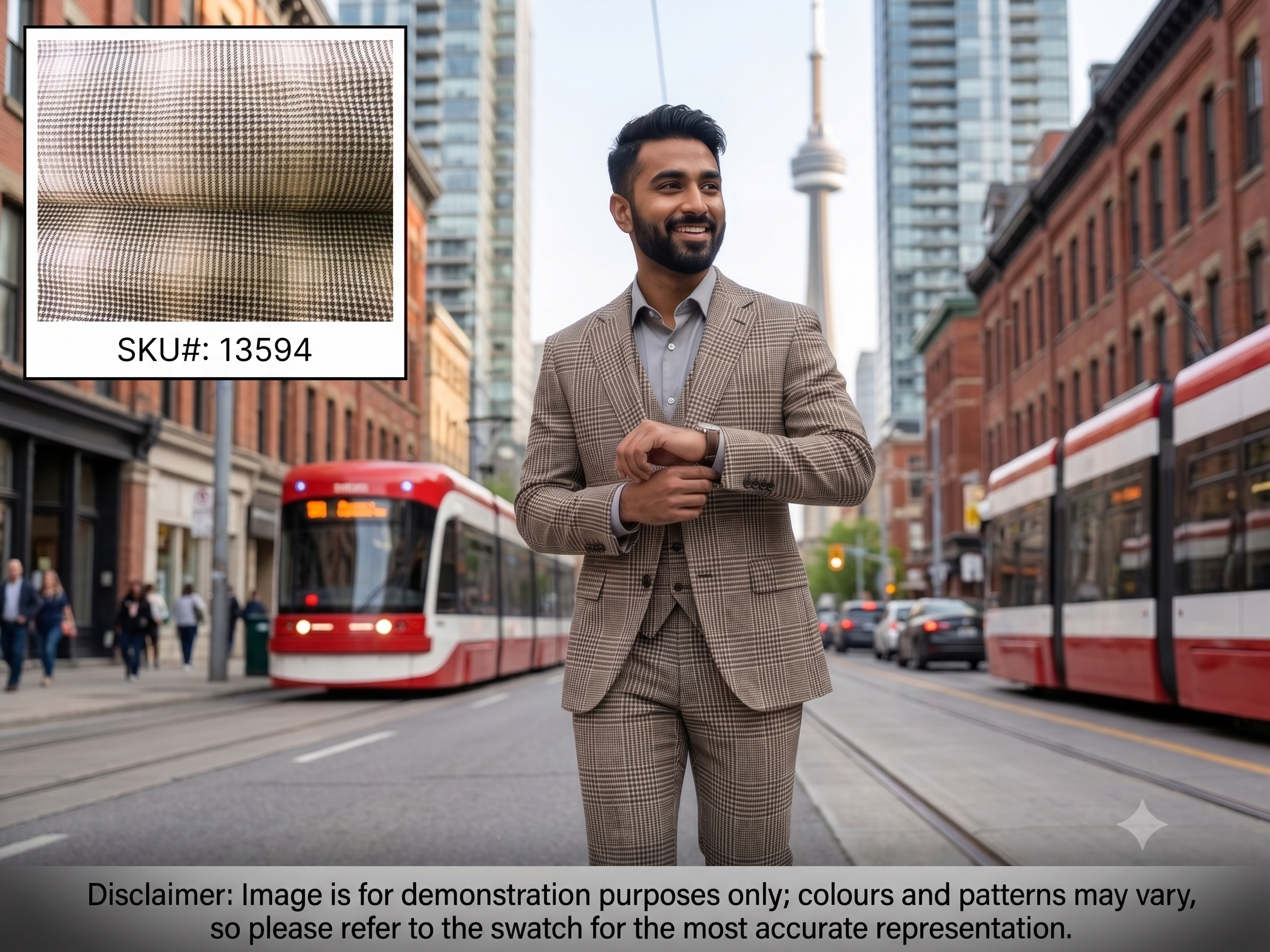 Man with Multicolour Houndstooth Check Silk Wool Suiting