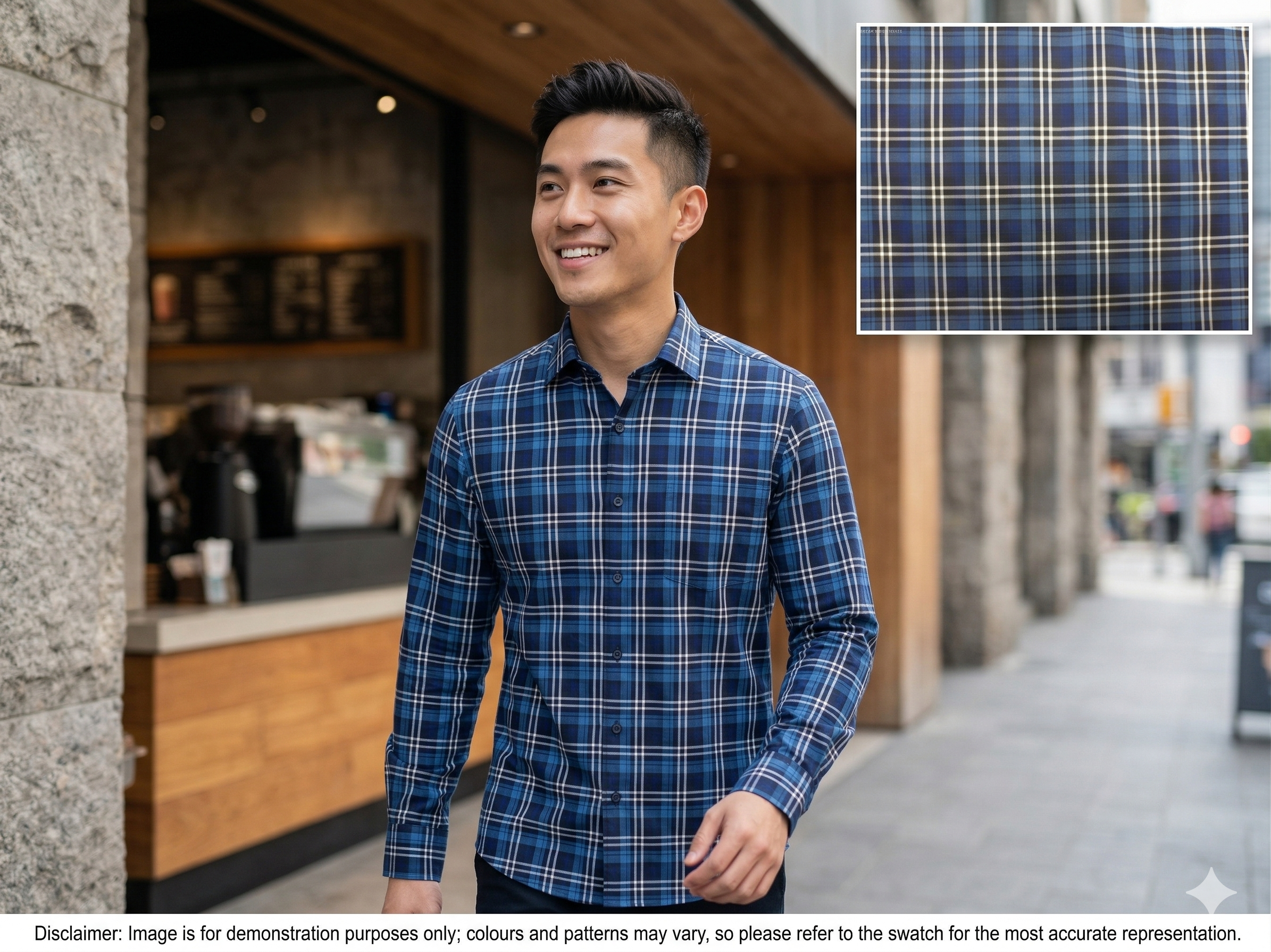 Man with Multicolour Plaid Egyptian Cotton Shirting