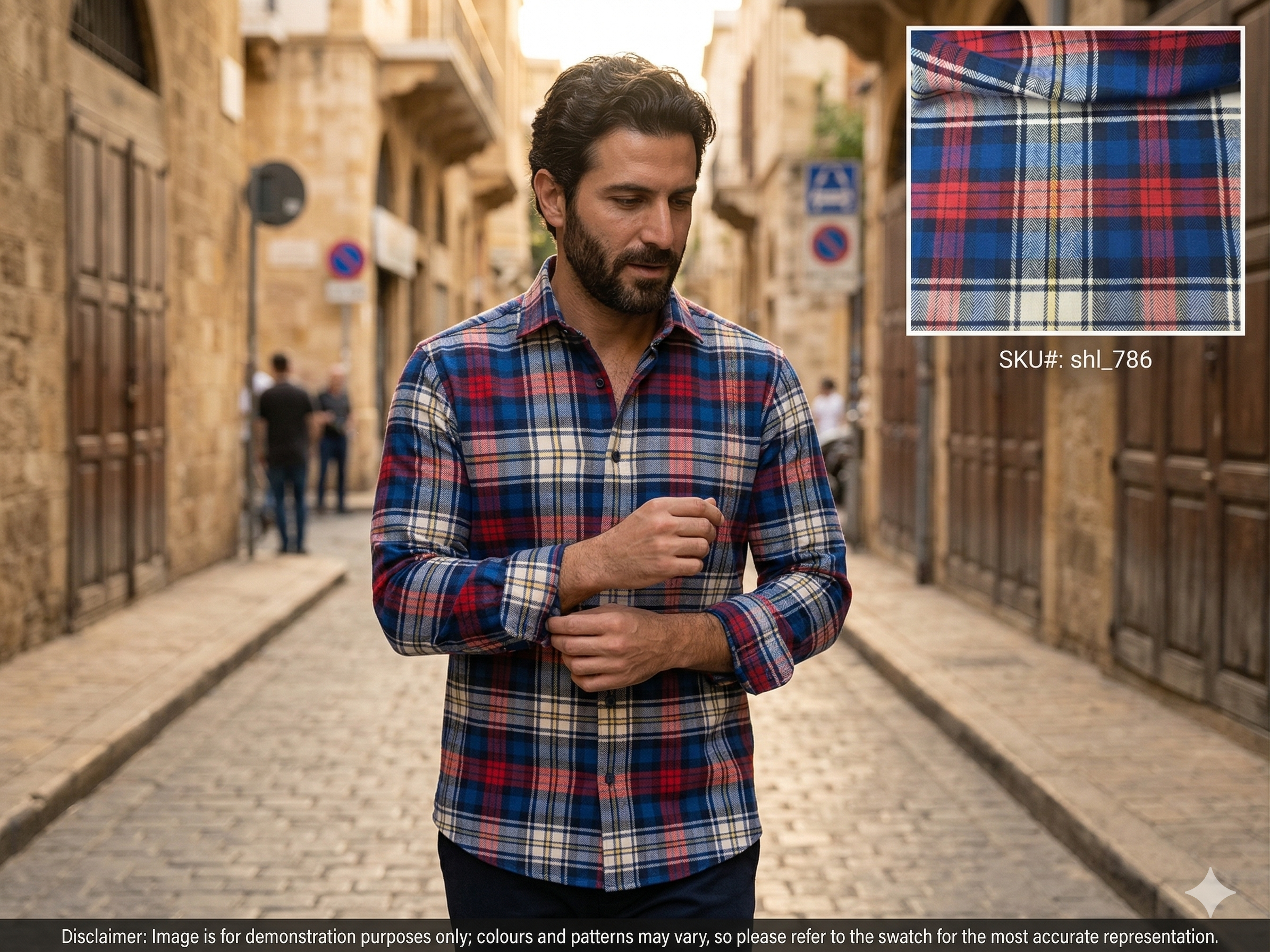 Man with Multicolour Plaid Kashko Cotton Shirting