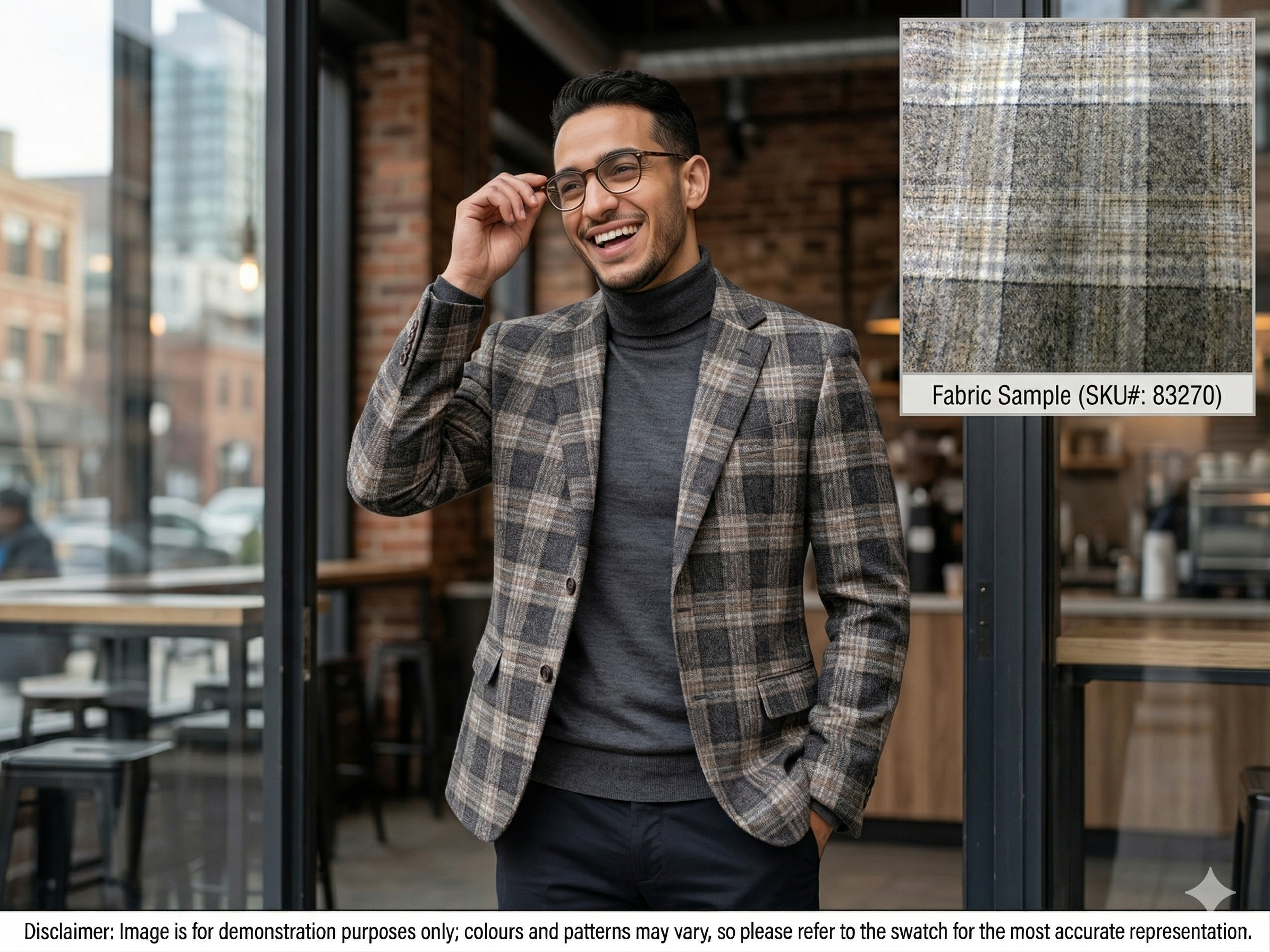 Man with Multicolour Plaid Wool Blazer