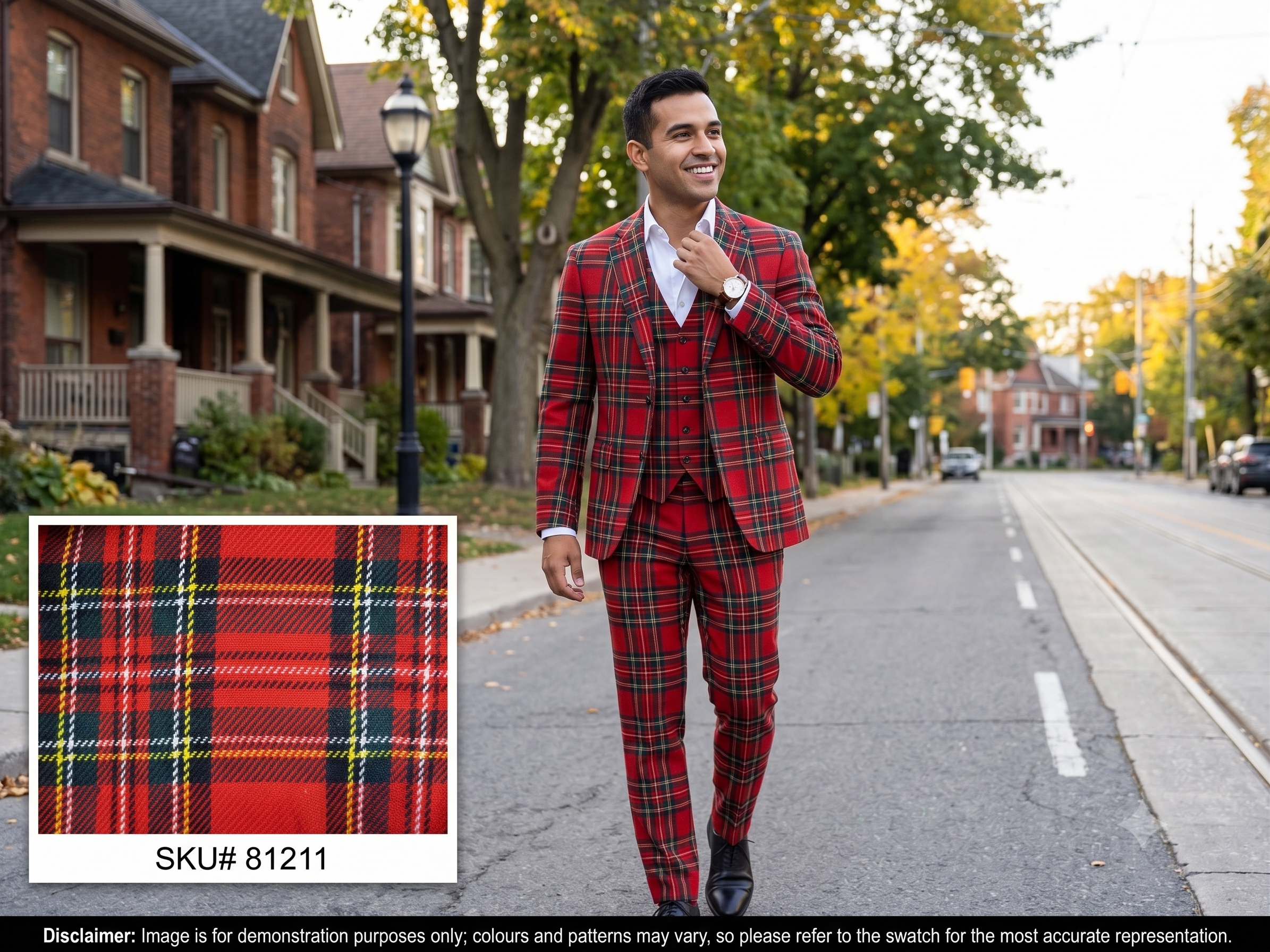 Man with Multicolour Plaid Wool Blazer Suiting