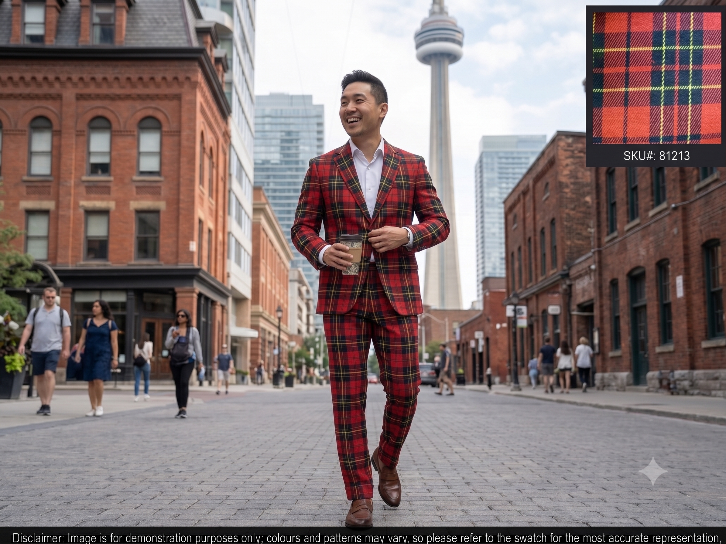 Man with Multicolour Plaid Wool Blazer Suiting