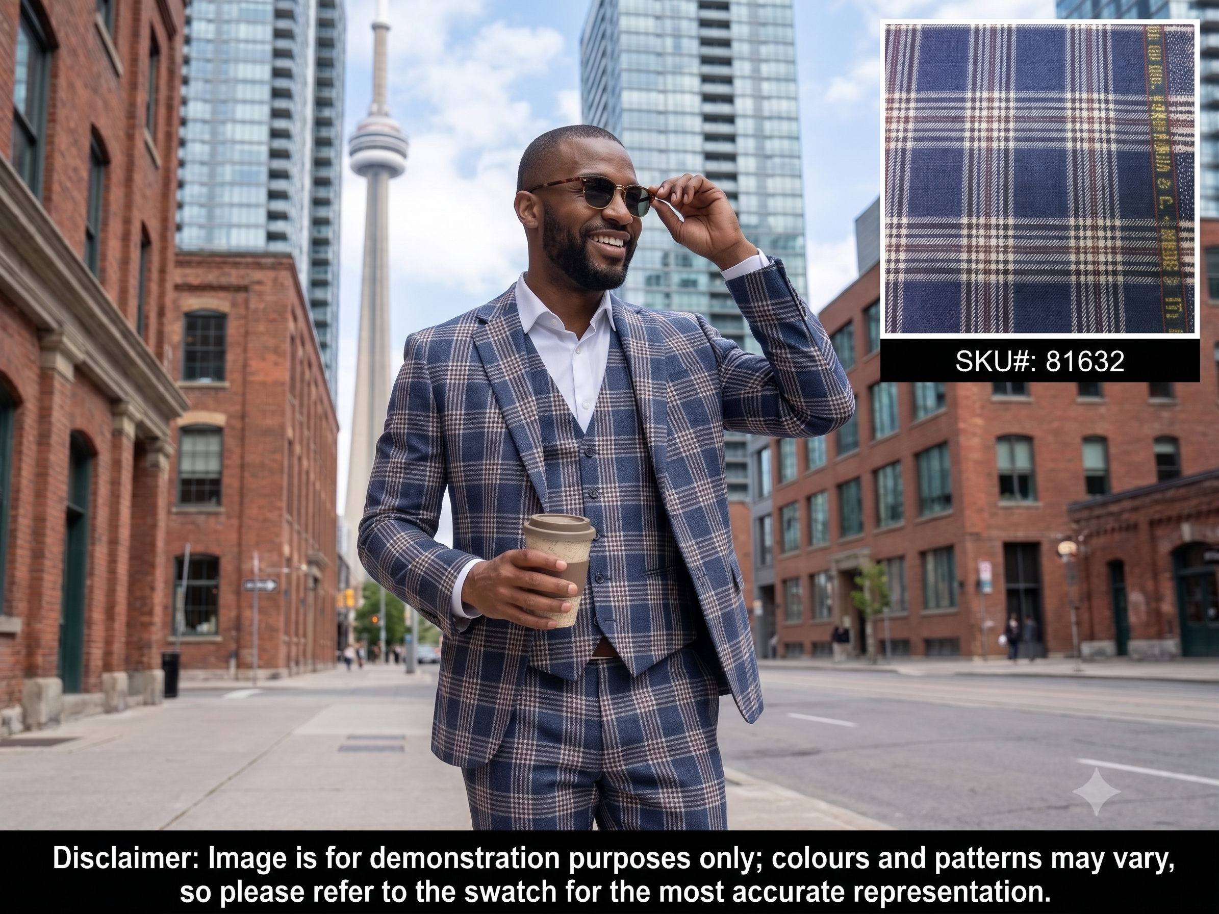 Man with Multicolour Plaid Wool Linen Silk Blazer Suiting