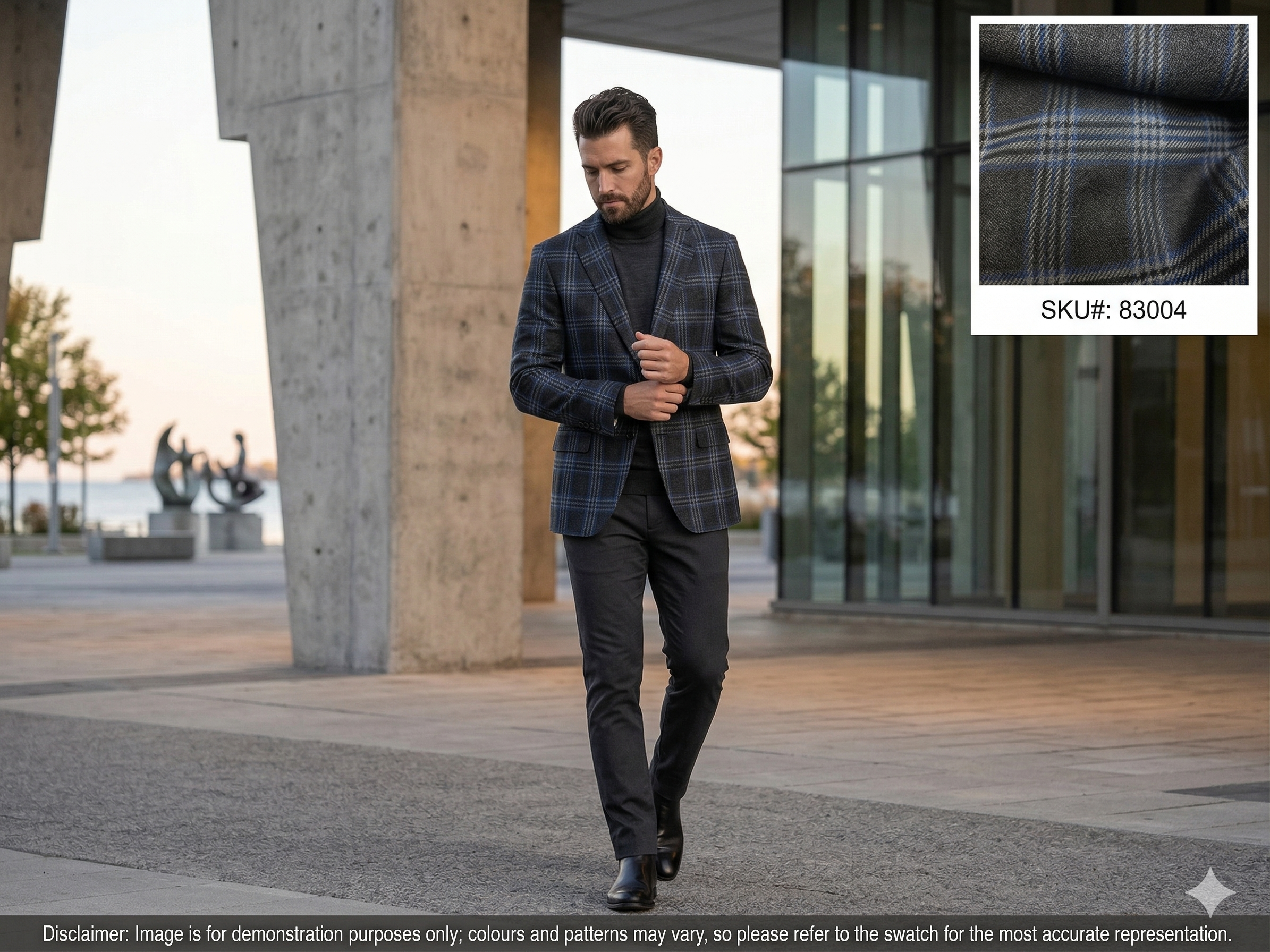 Man with Multicolour Plaid Worsted Wool Blazer