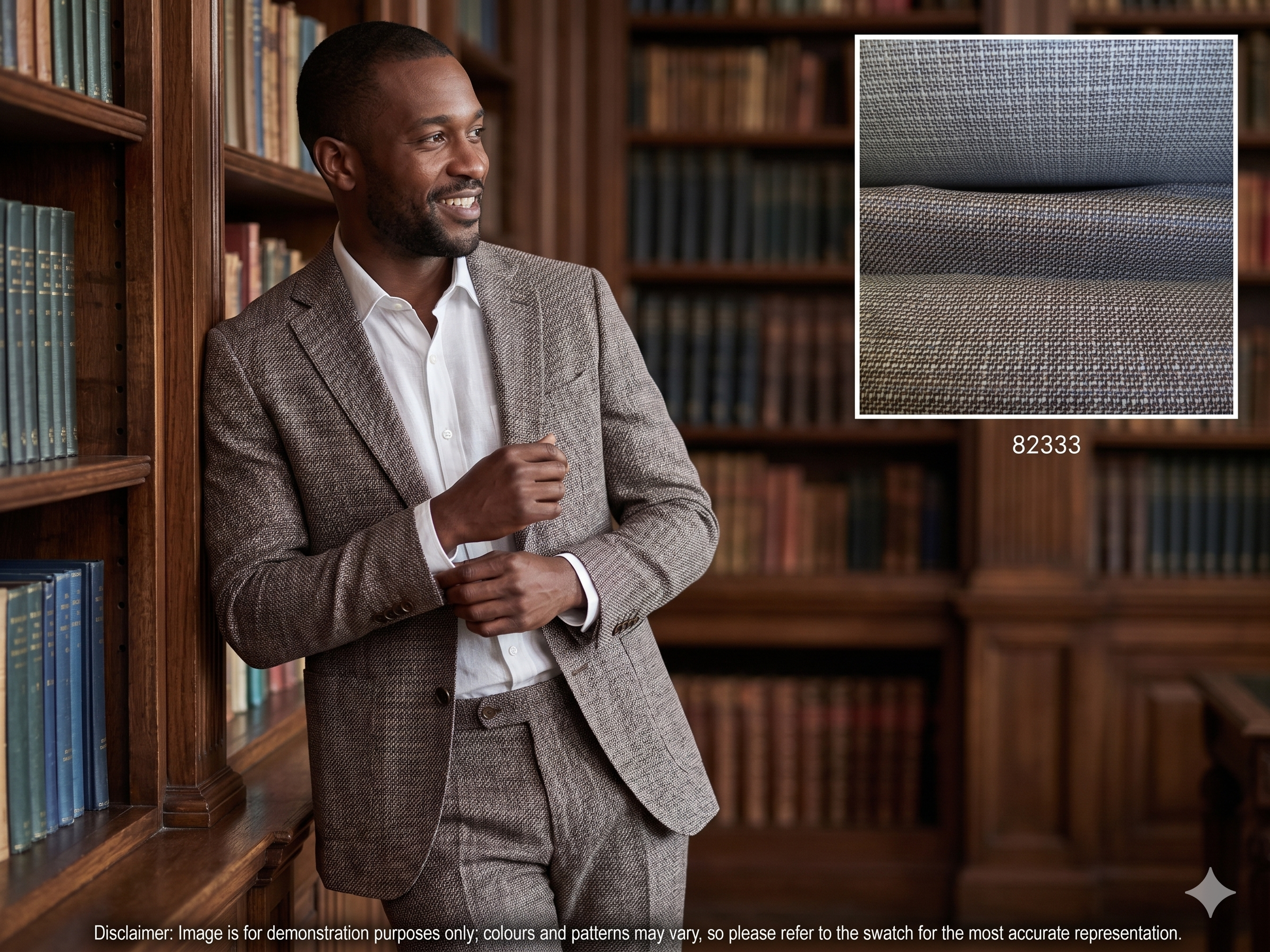 Man with Multicolour Plain Silk Linen Suiting