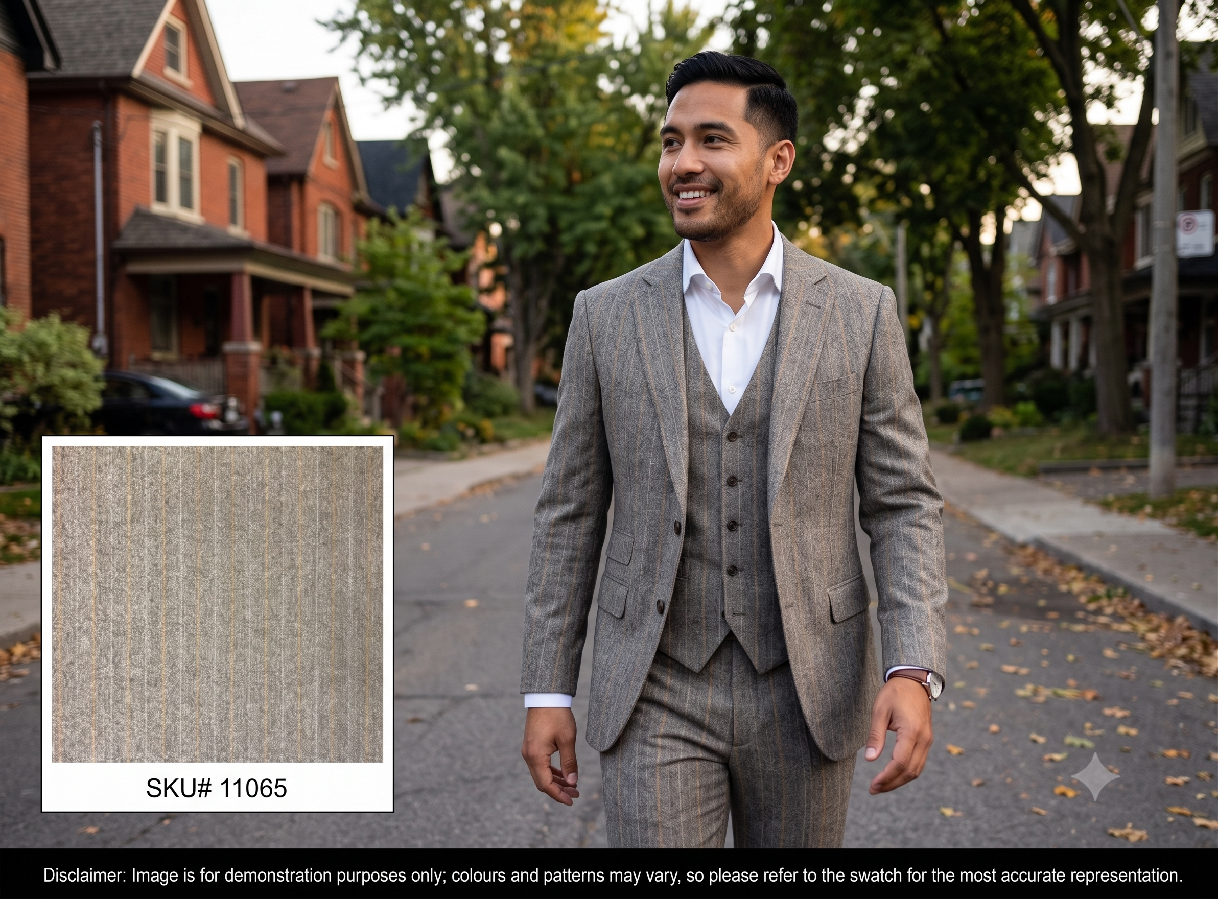Man with Multicolour Stripe Pure Wool Suiting