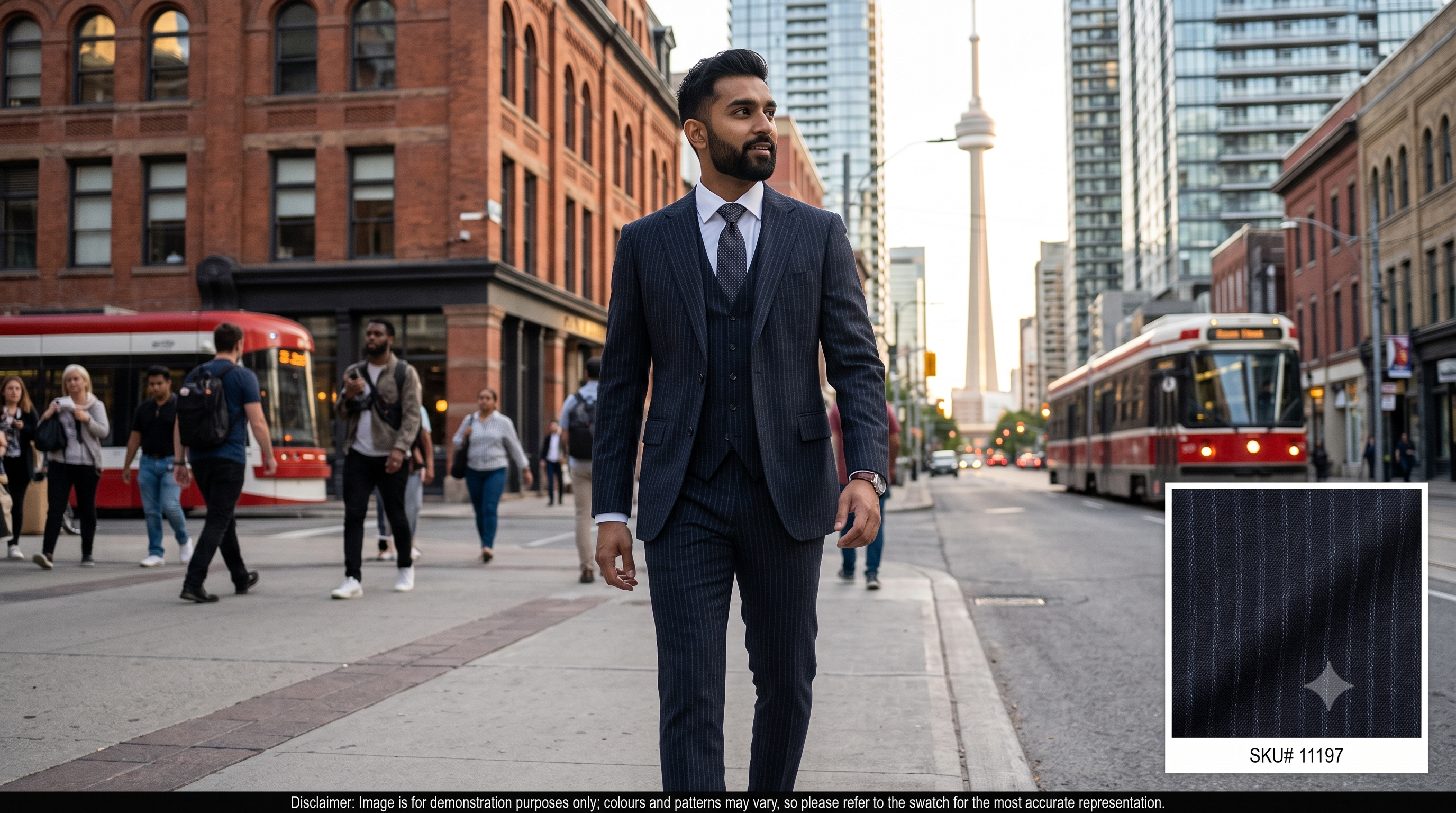 Man with Multicolour Stripe Wool Suiting