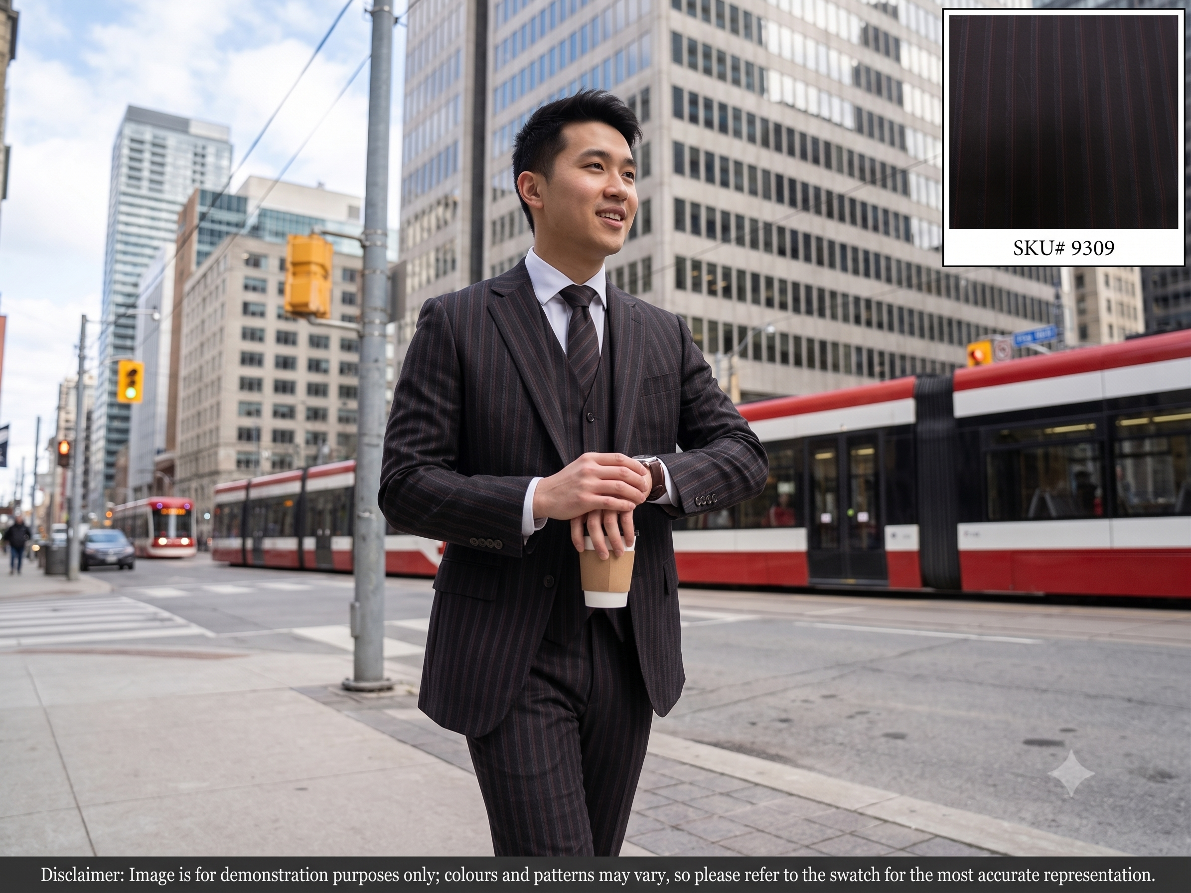 Man with Multicolour Stripe Wool Suiting