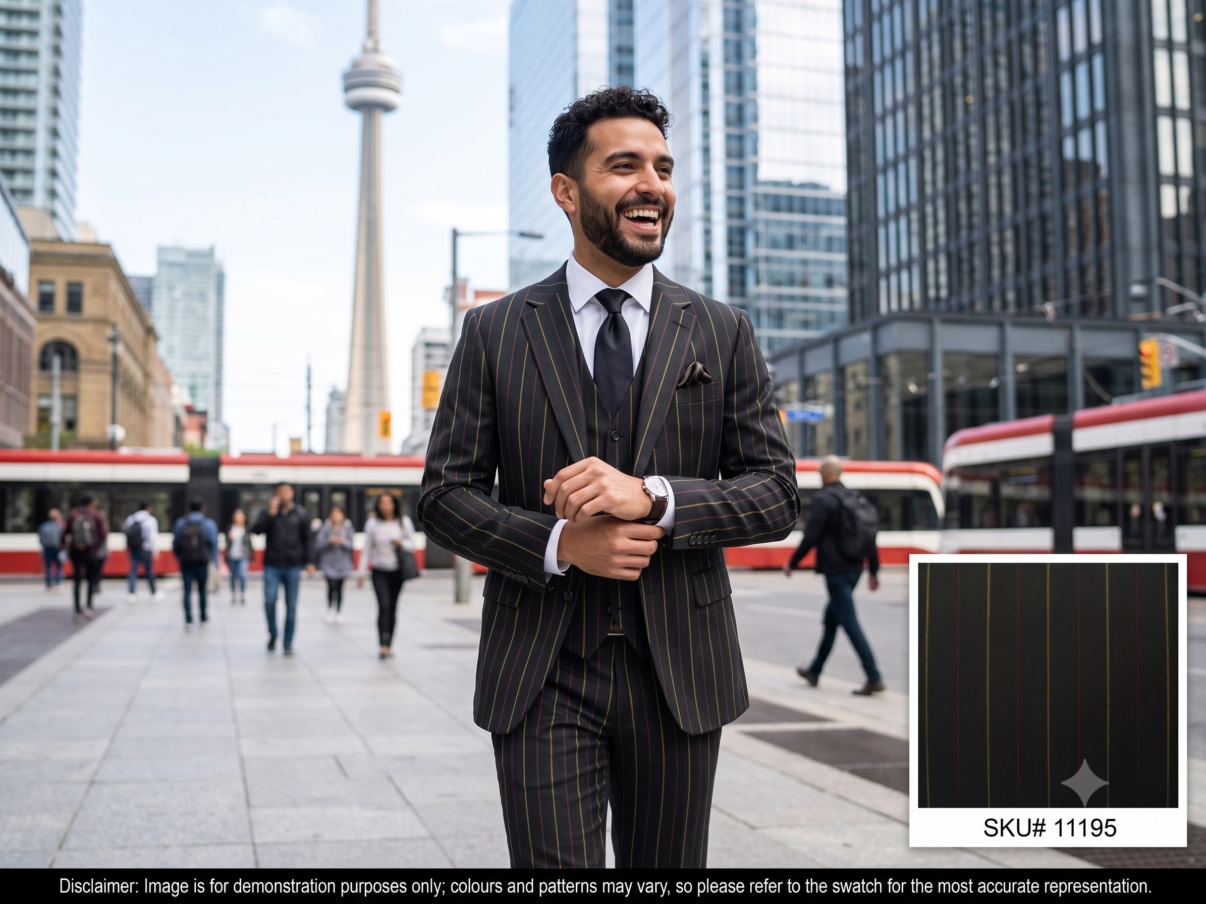 Man with Multicolour Stripe Worsted Wool Suiting