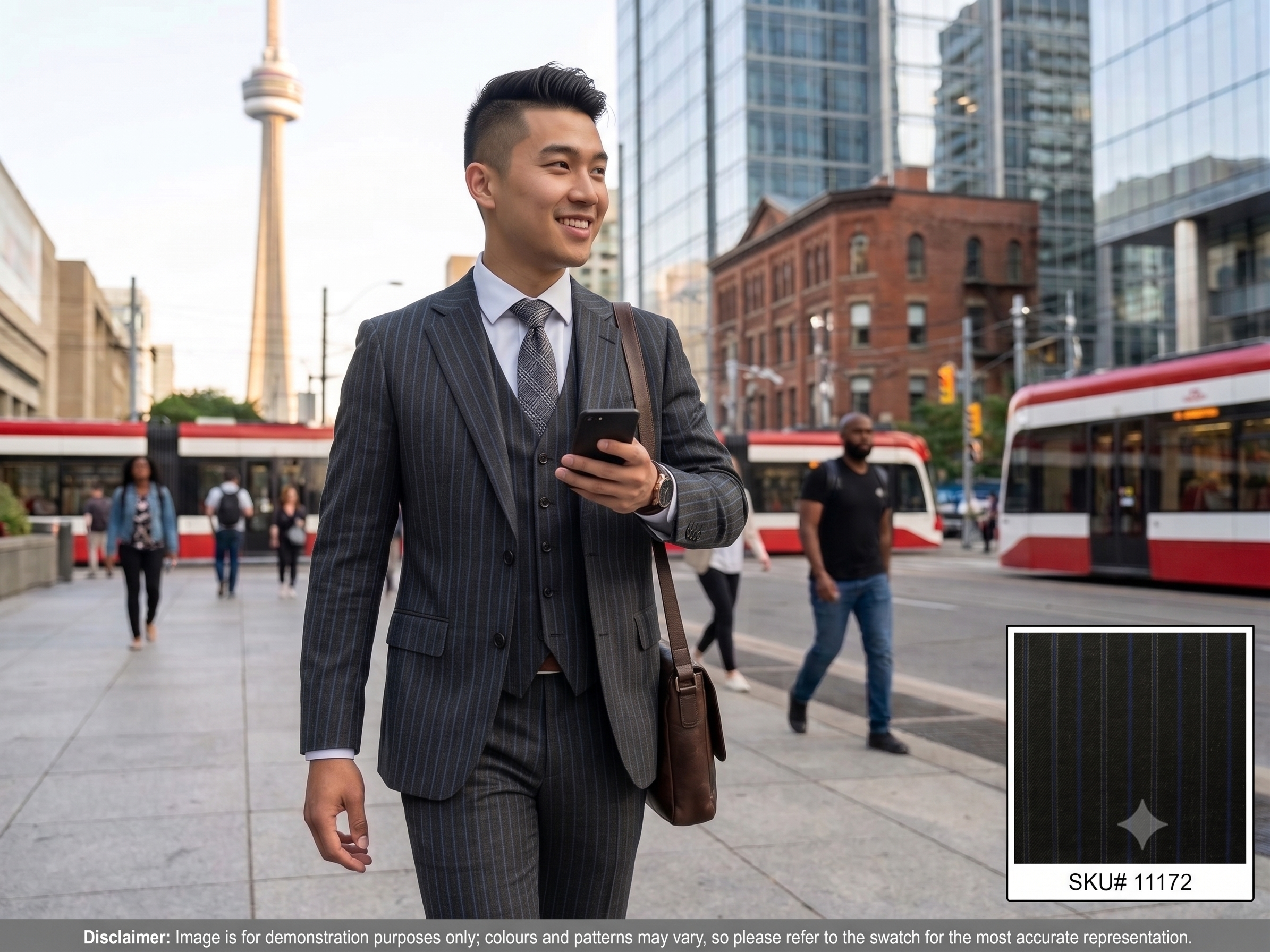 Man with Multicolour Stripe Worsted Wool Suiting