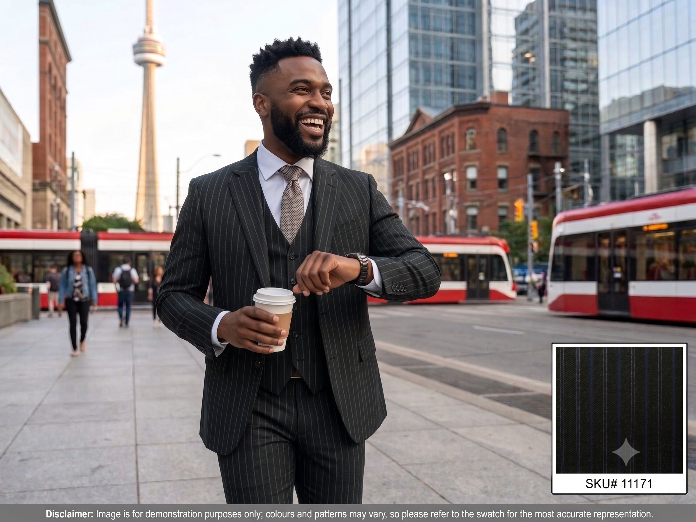 Man with Multicolour Stripe Worsted Wool Suiting