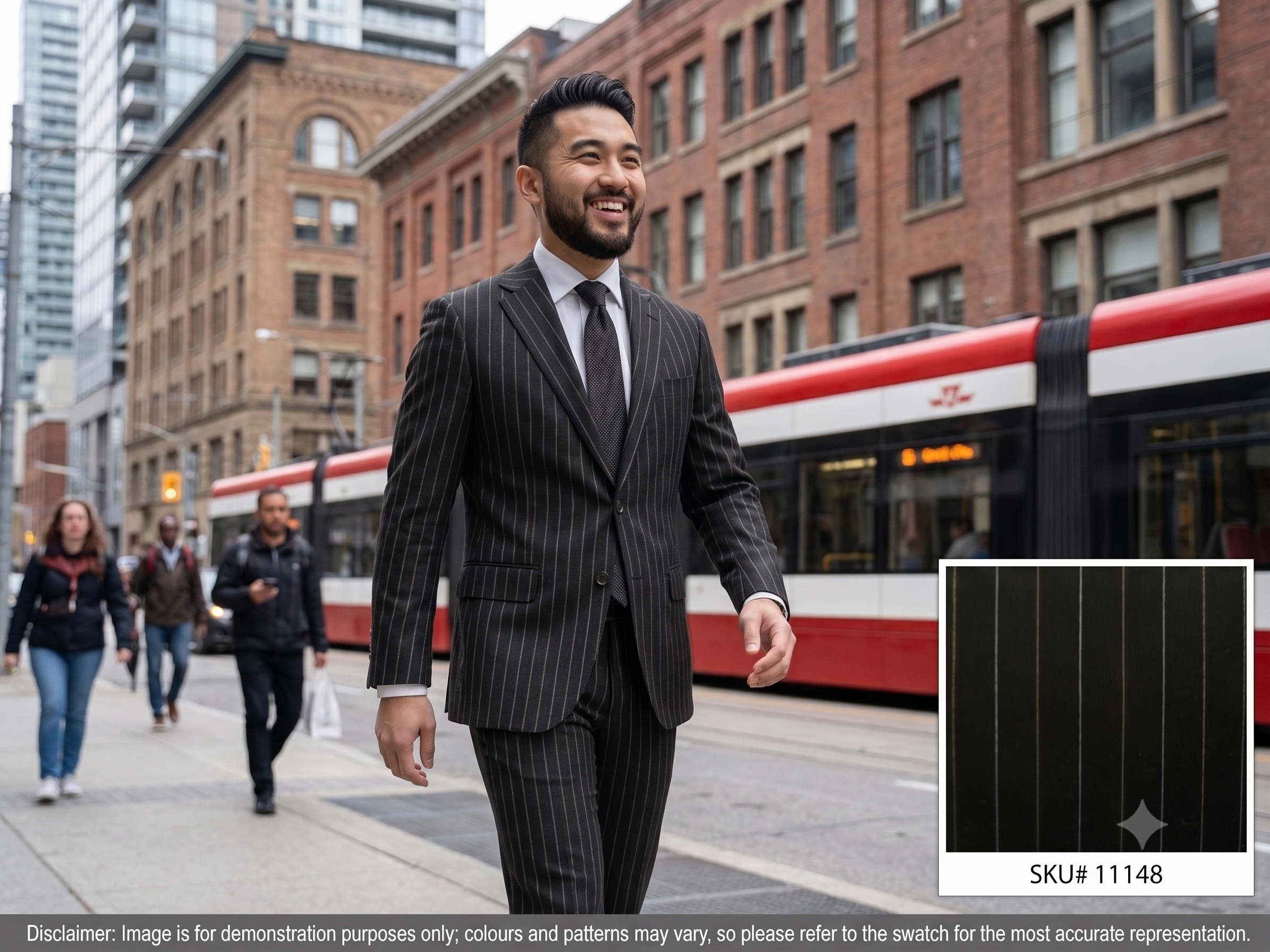 Man with Multicolour Stripe Worsted Wool Suiting