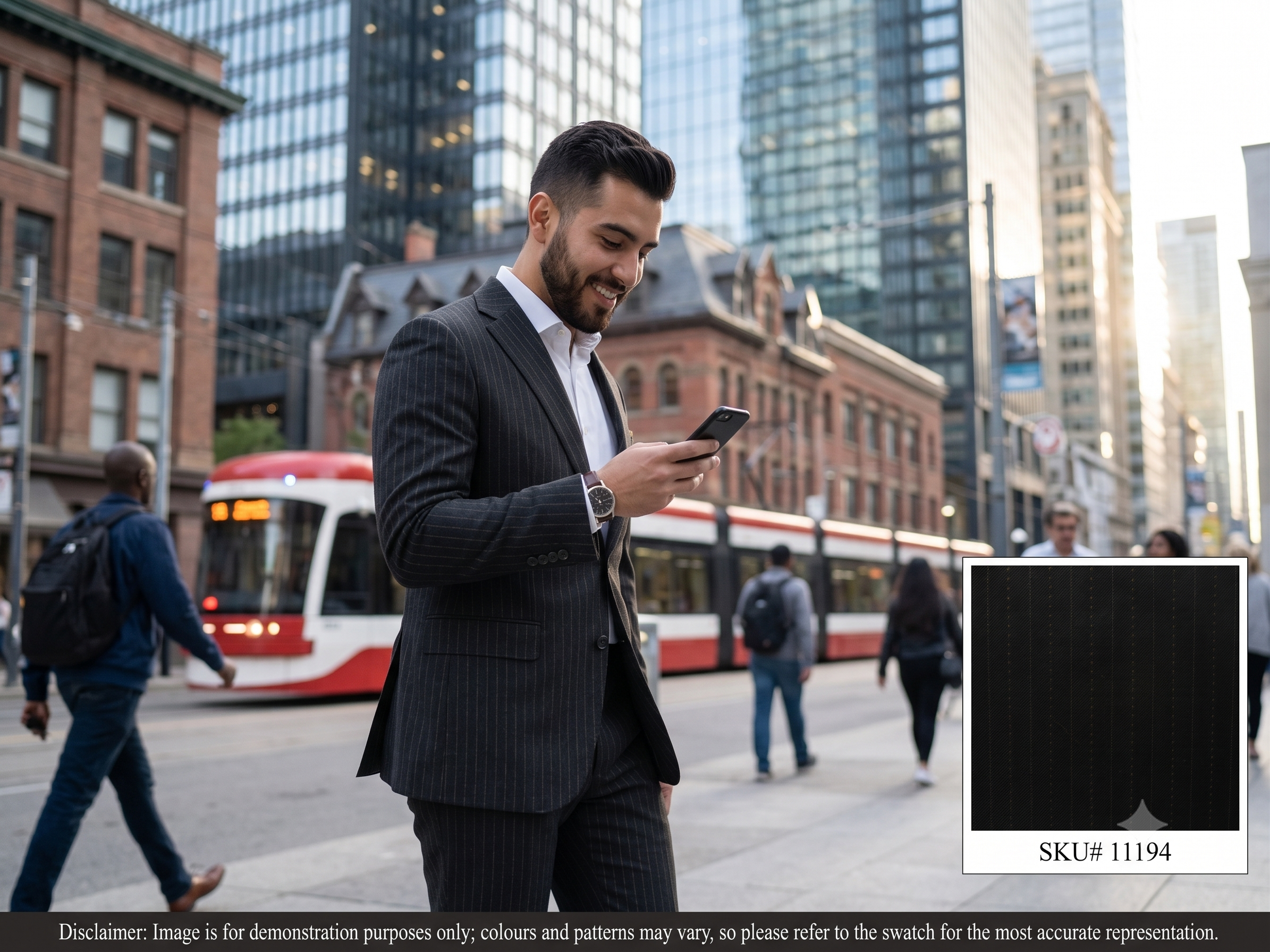 Man with Multicolour Stripe Worsted Wool Suiting