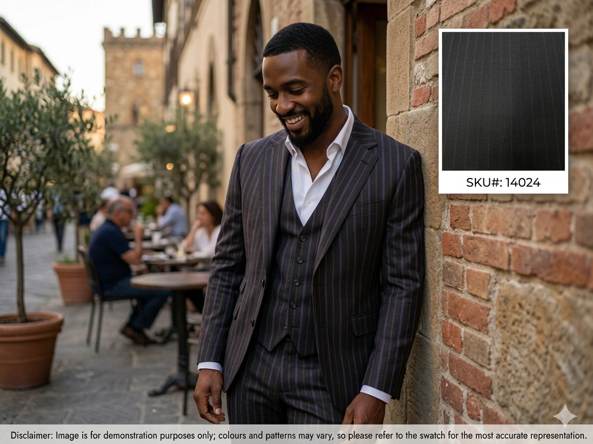 Man with Multicolour Stripe Worsted Wool Suiting
