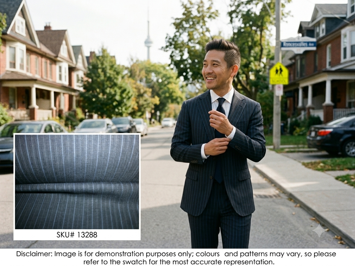 Man with Multicolour Stripe Worsted Wool Suiting