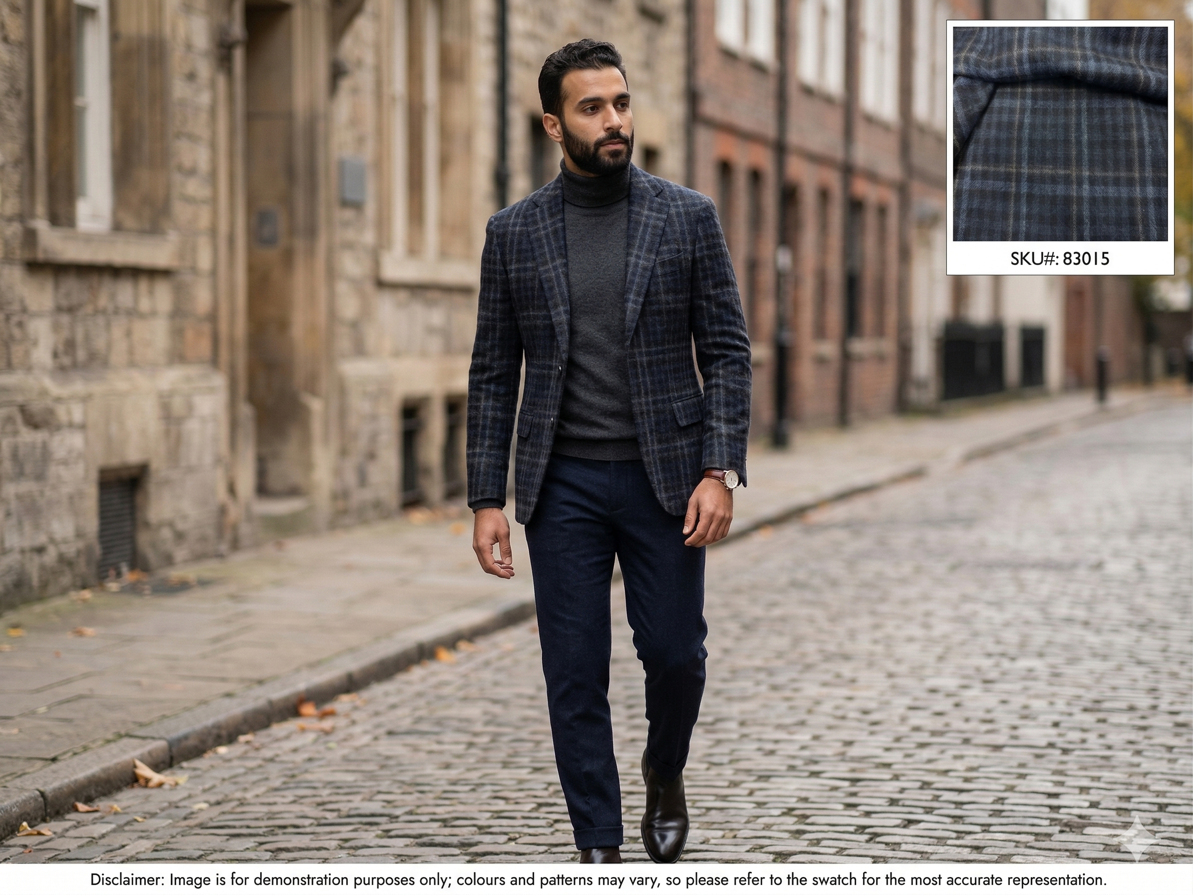 Man with Multicolour Windowpane Check Wool Cashmere Blazer