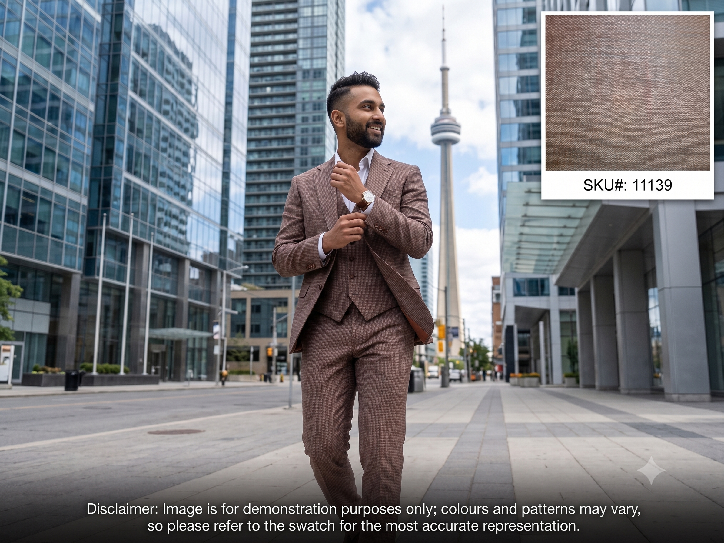 Man with Multicolour Worsted Wool Suiting