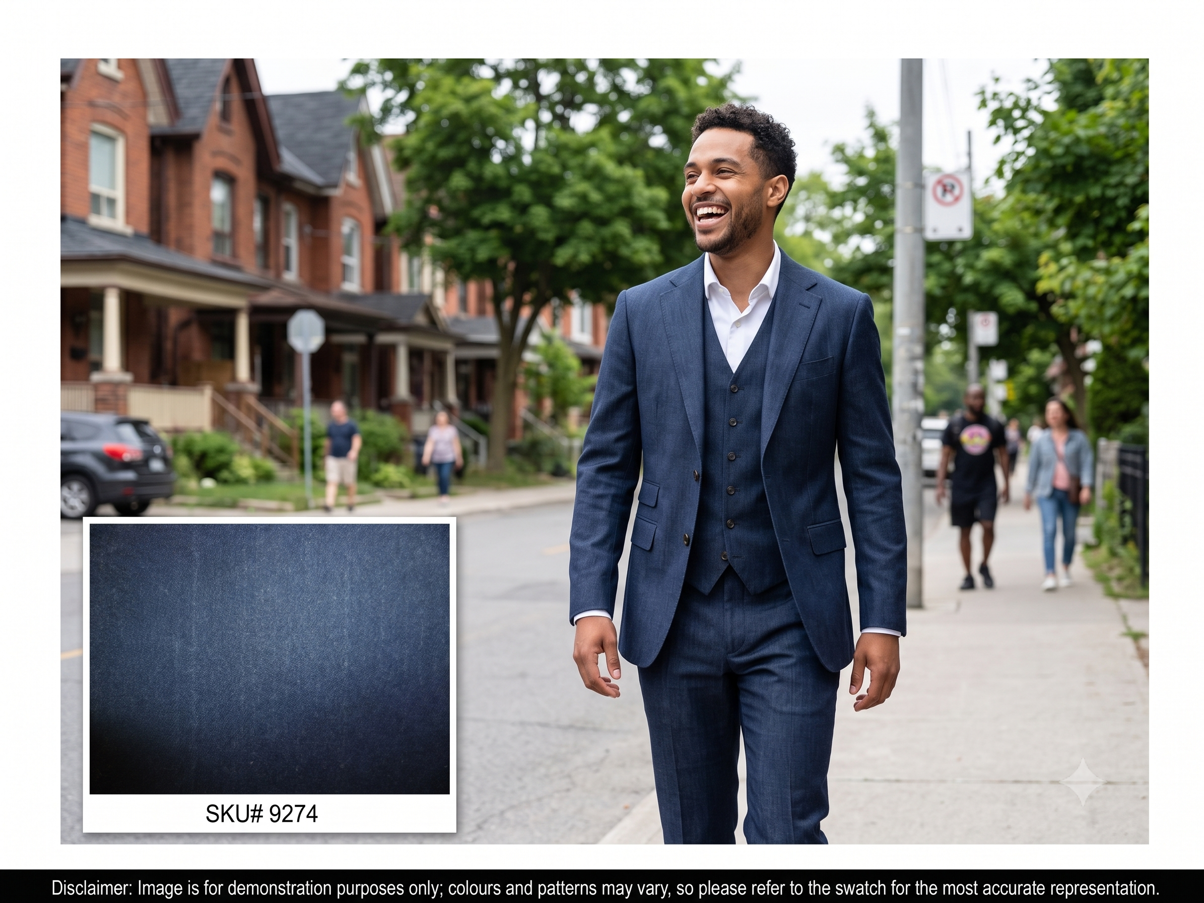 Man with Navy Plain Wool Cashmere Blazer Suiting