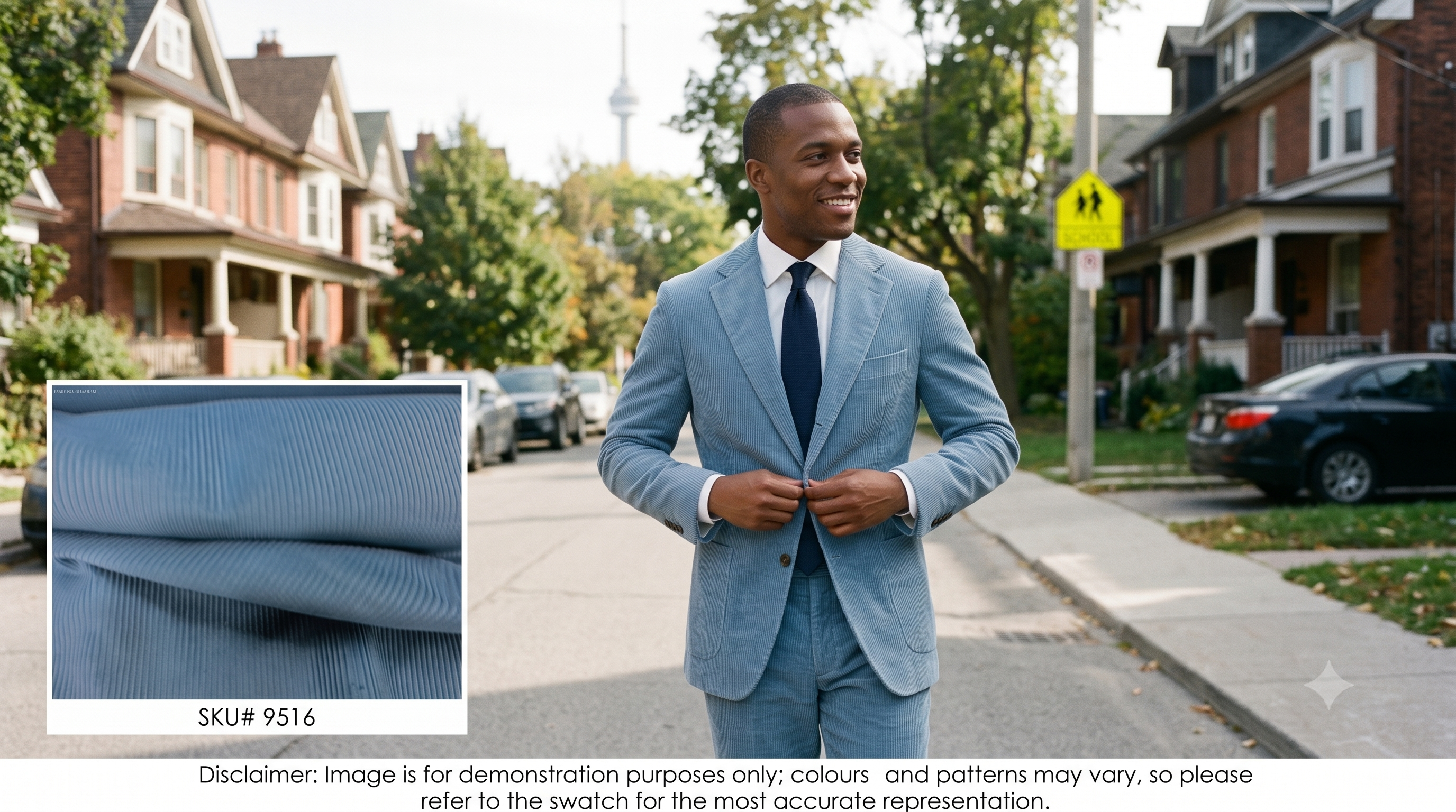 Man with Ocean Blue Corduroy Cotton Blazer