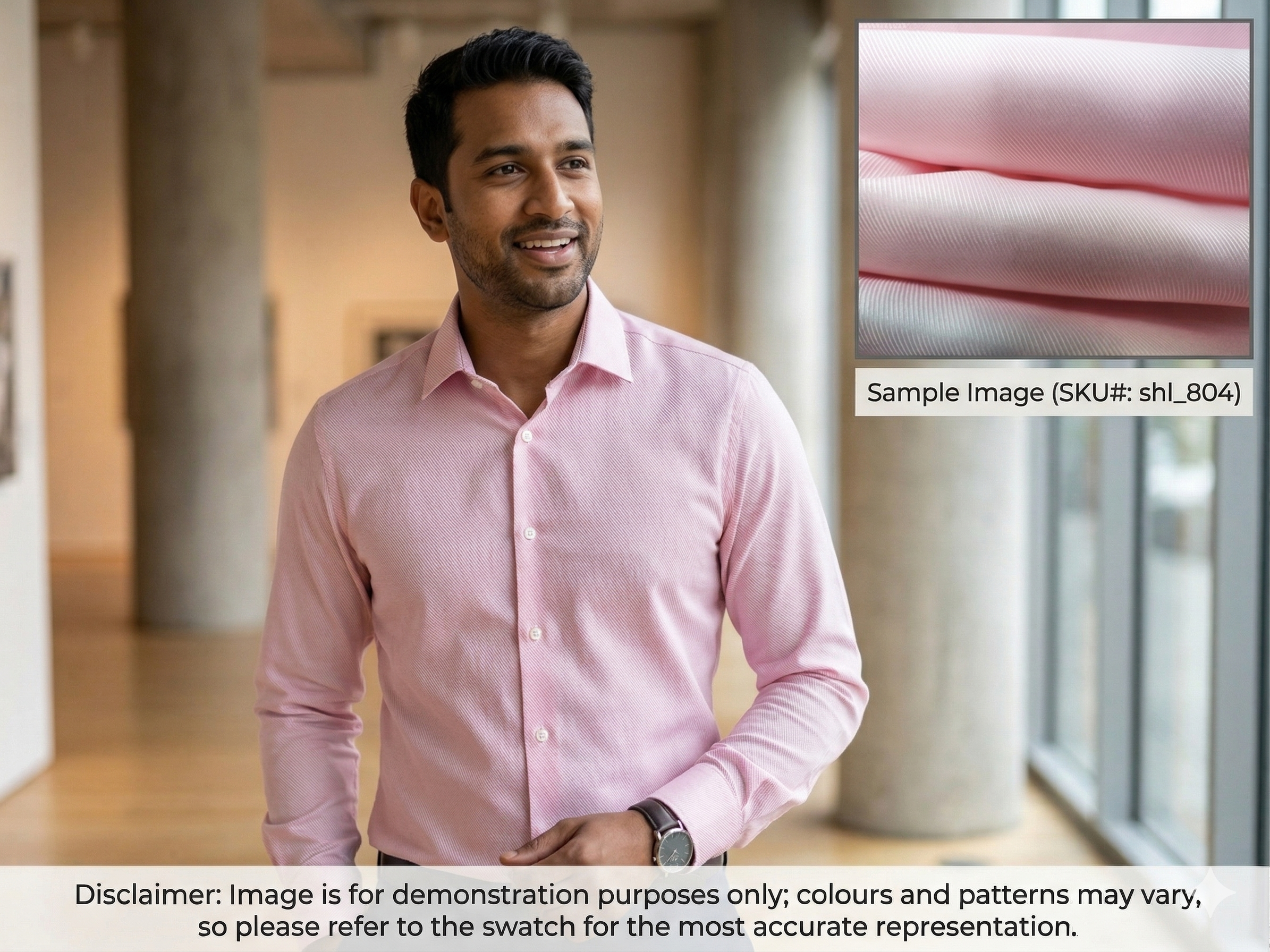 Man with Pink Plain Egyptian Cotton Shirting