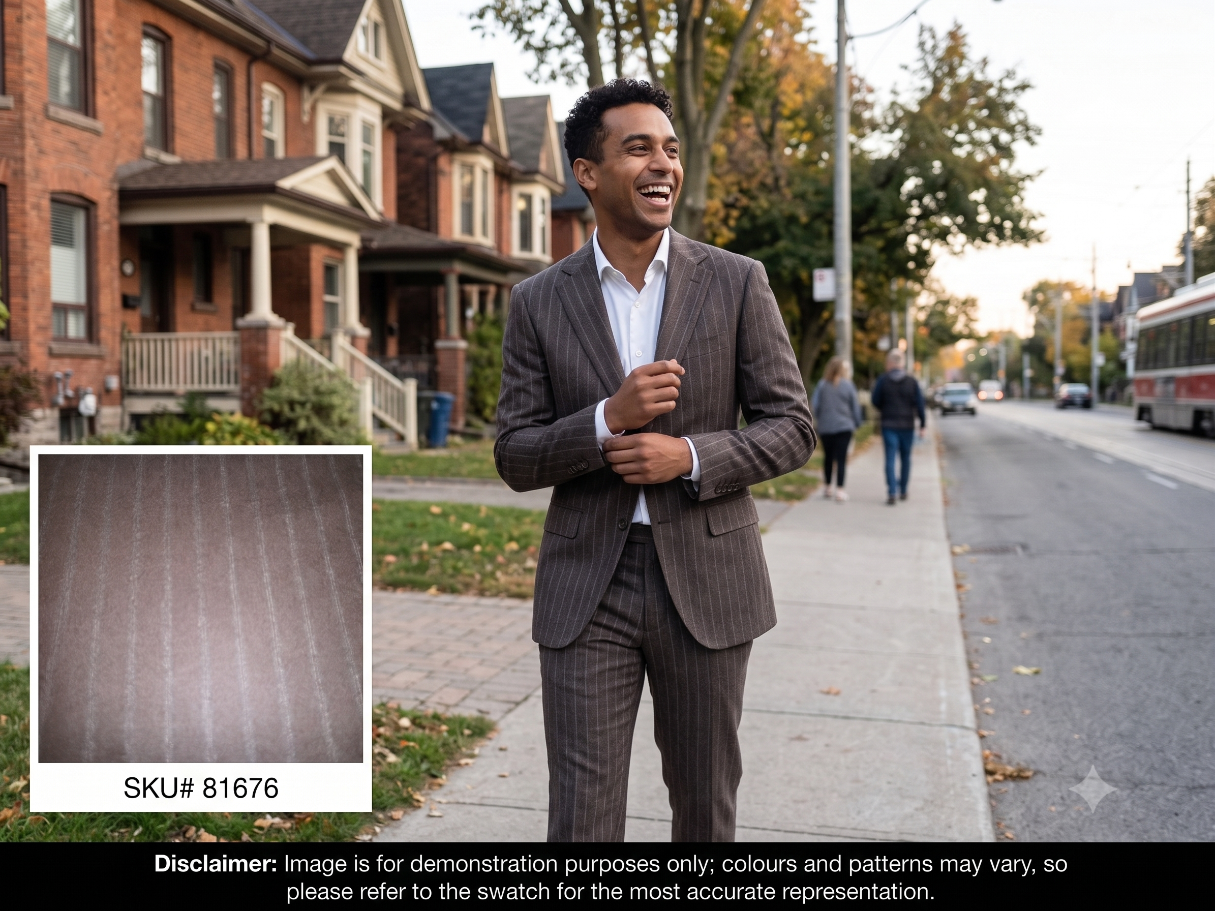 Man with Purple Grey Chalk Stripe Cashmere Wool Blazer Suiting