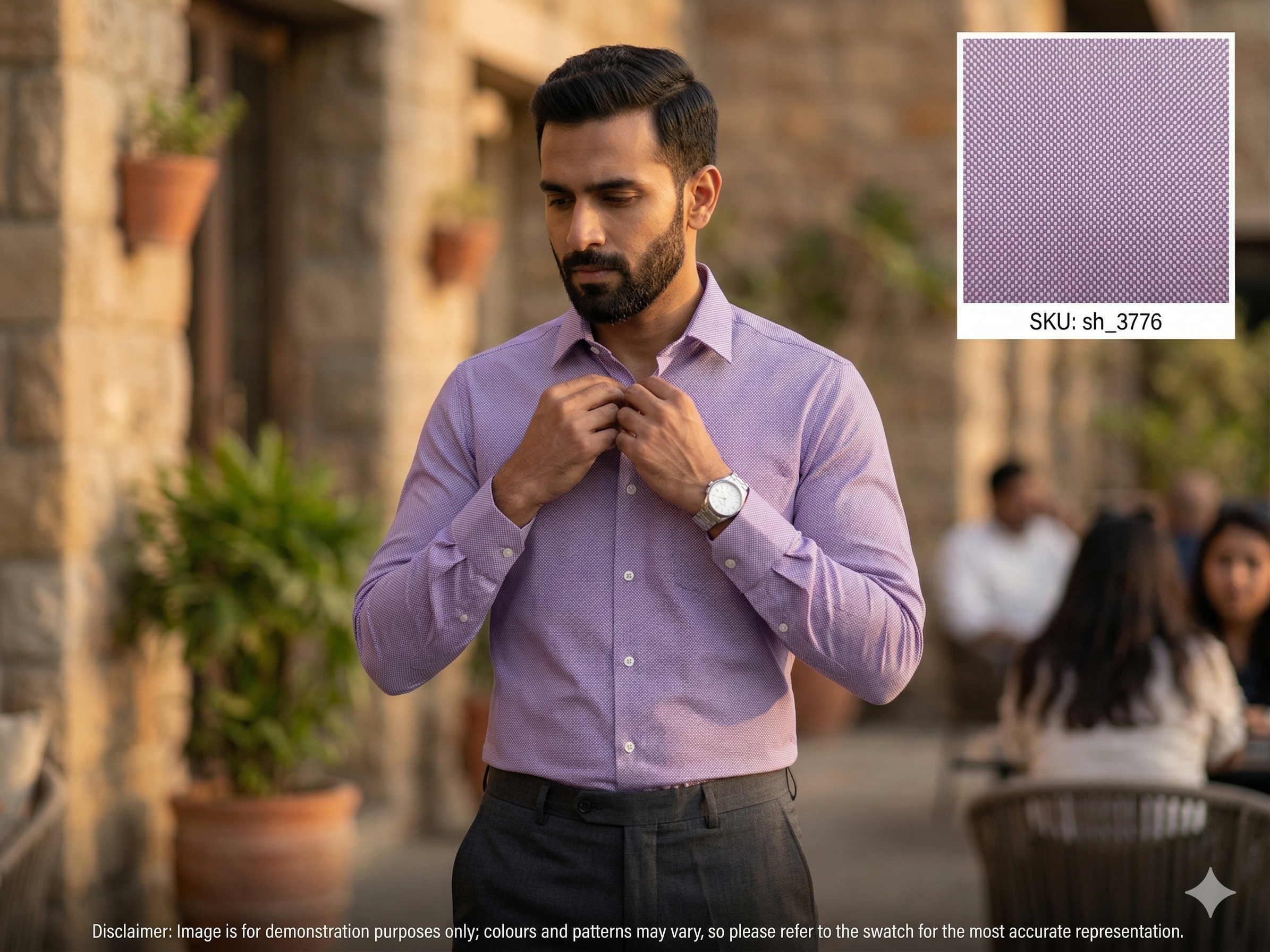 Man with Purple Plain Egyptian Cotton Shirting