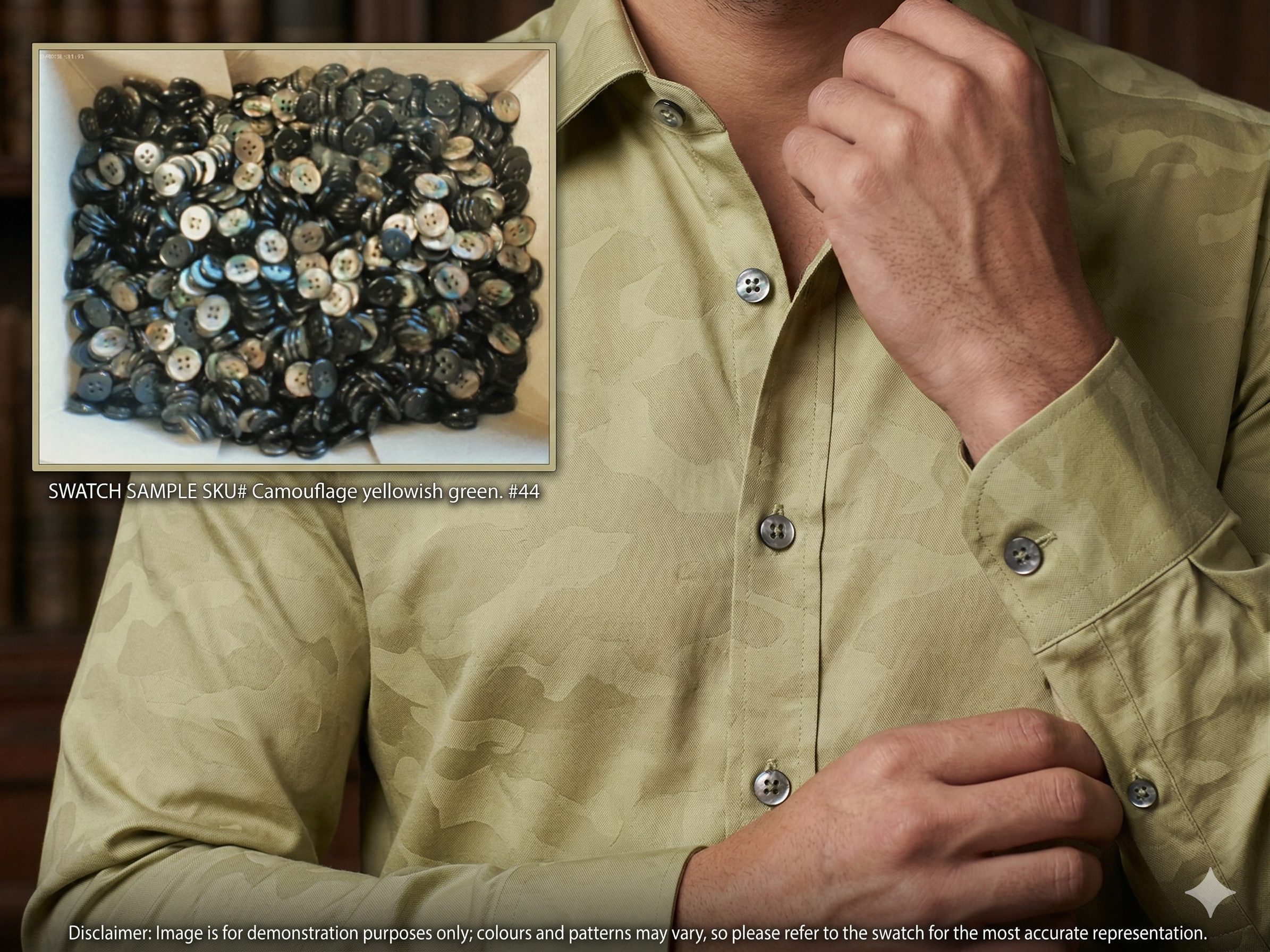 Man with Sea Green Shirting Buttons – 14 Piece Set