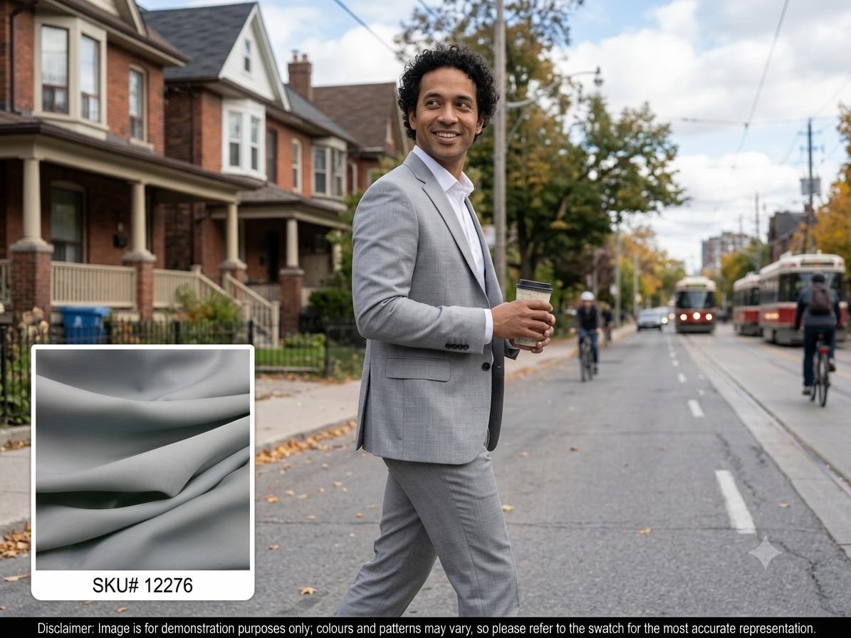 Man with Sky Blue Plain Wool Blazer Suiting