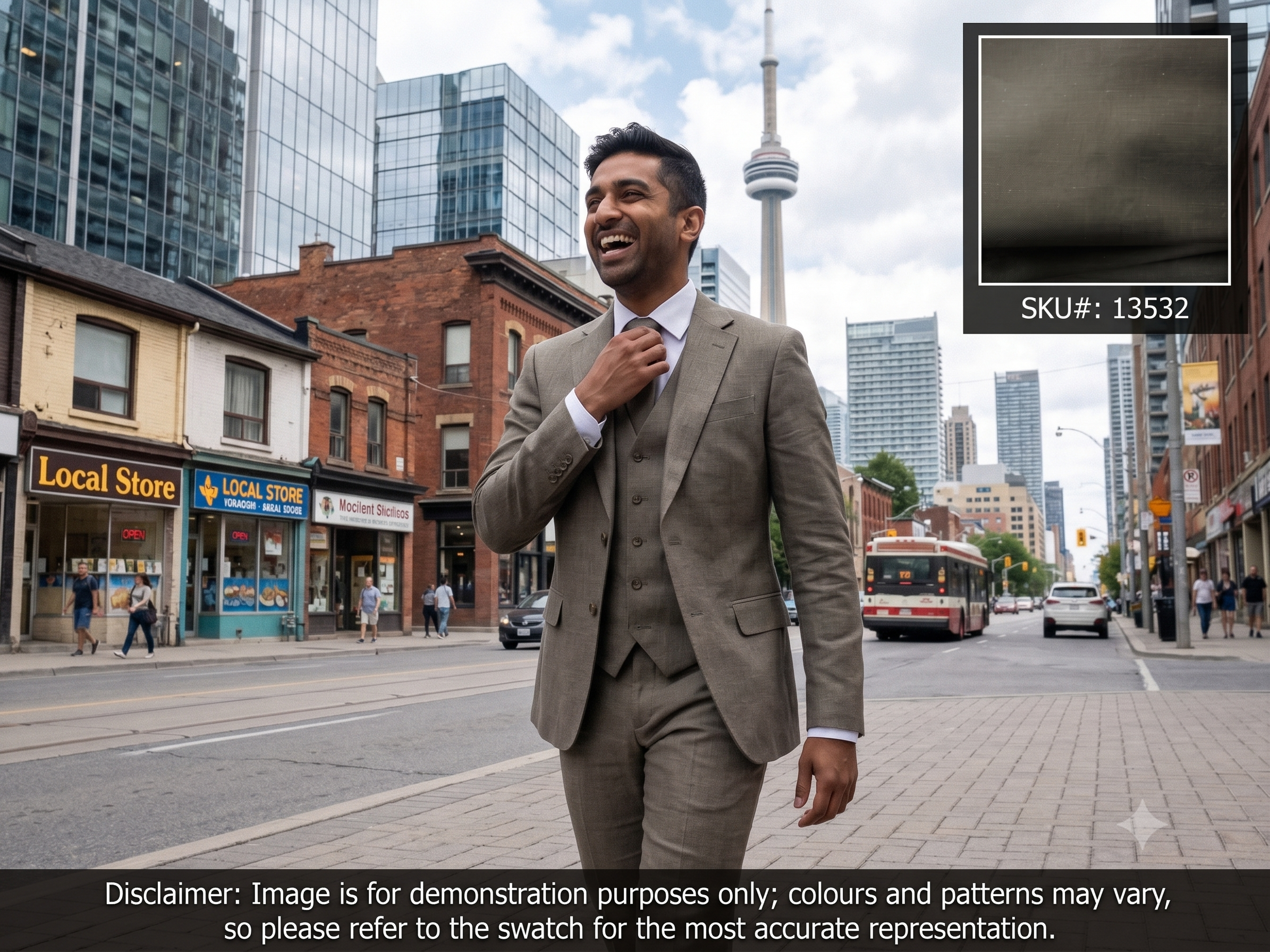 Man with Taupe Plain Linen Silk Suiting
