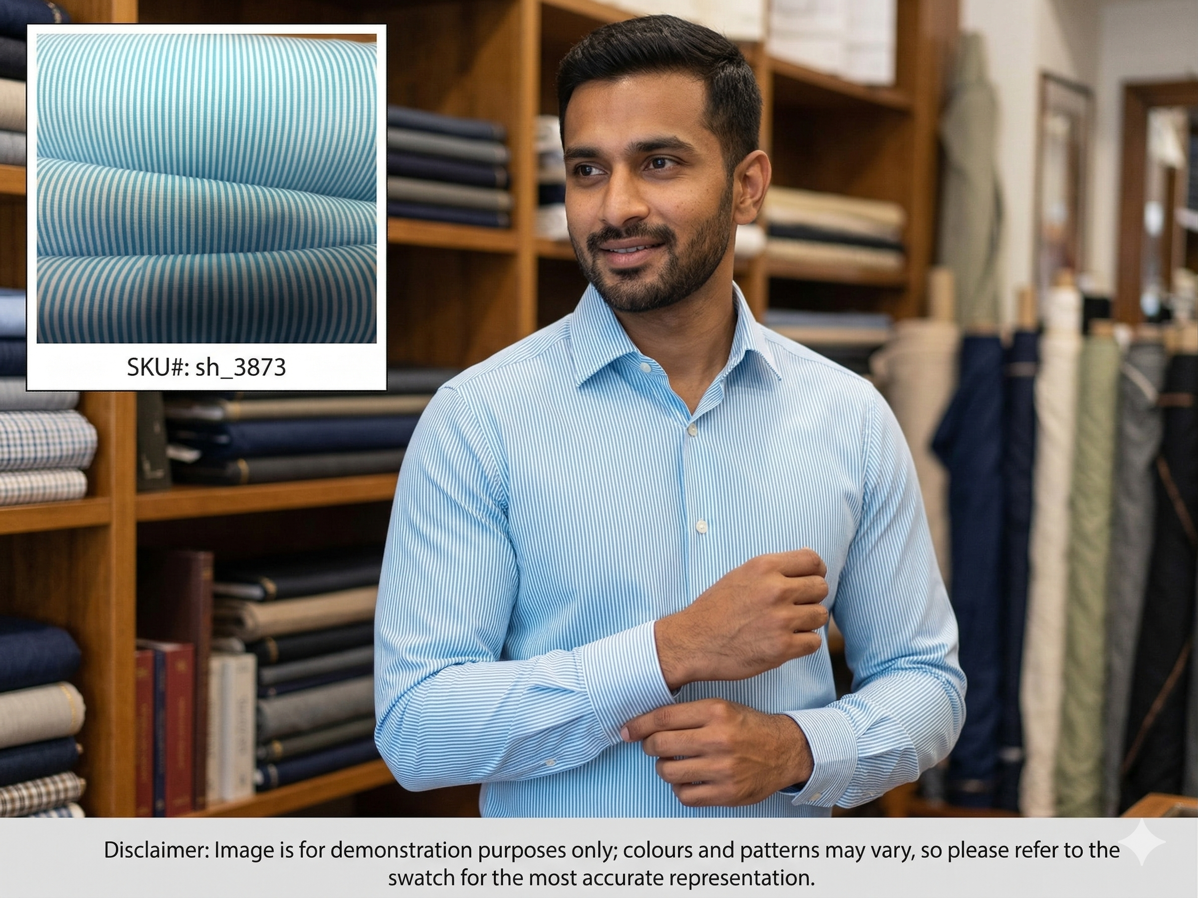 Teal Blue White Stripe Egyptian Cotton Shirting
