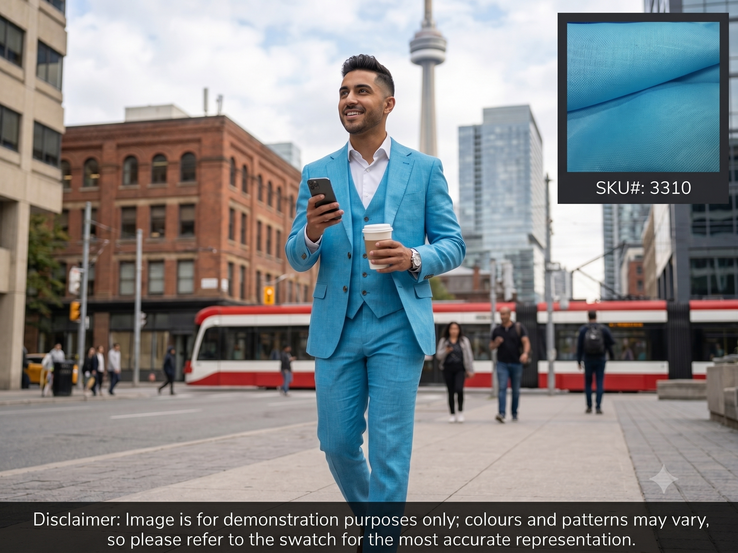 Man with Turquoise Blue Plain Linen Blazer Suiting