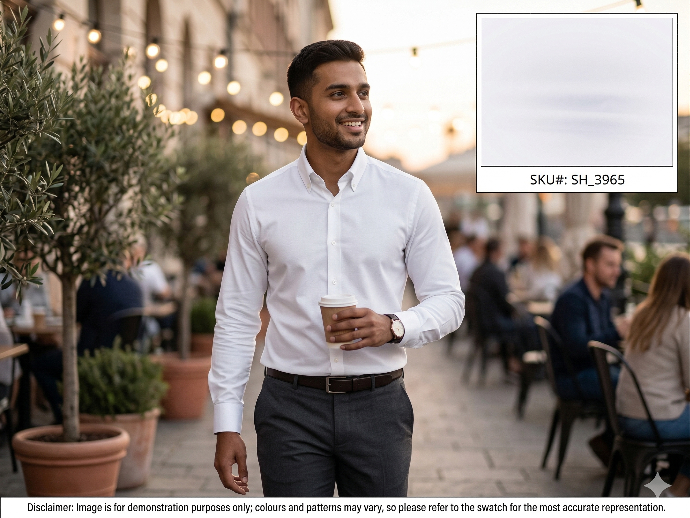 Man with White Plain Cotton Shirting