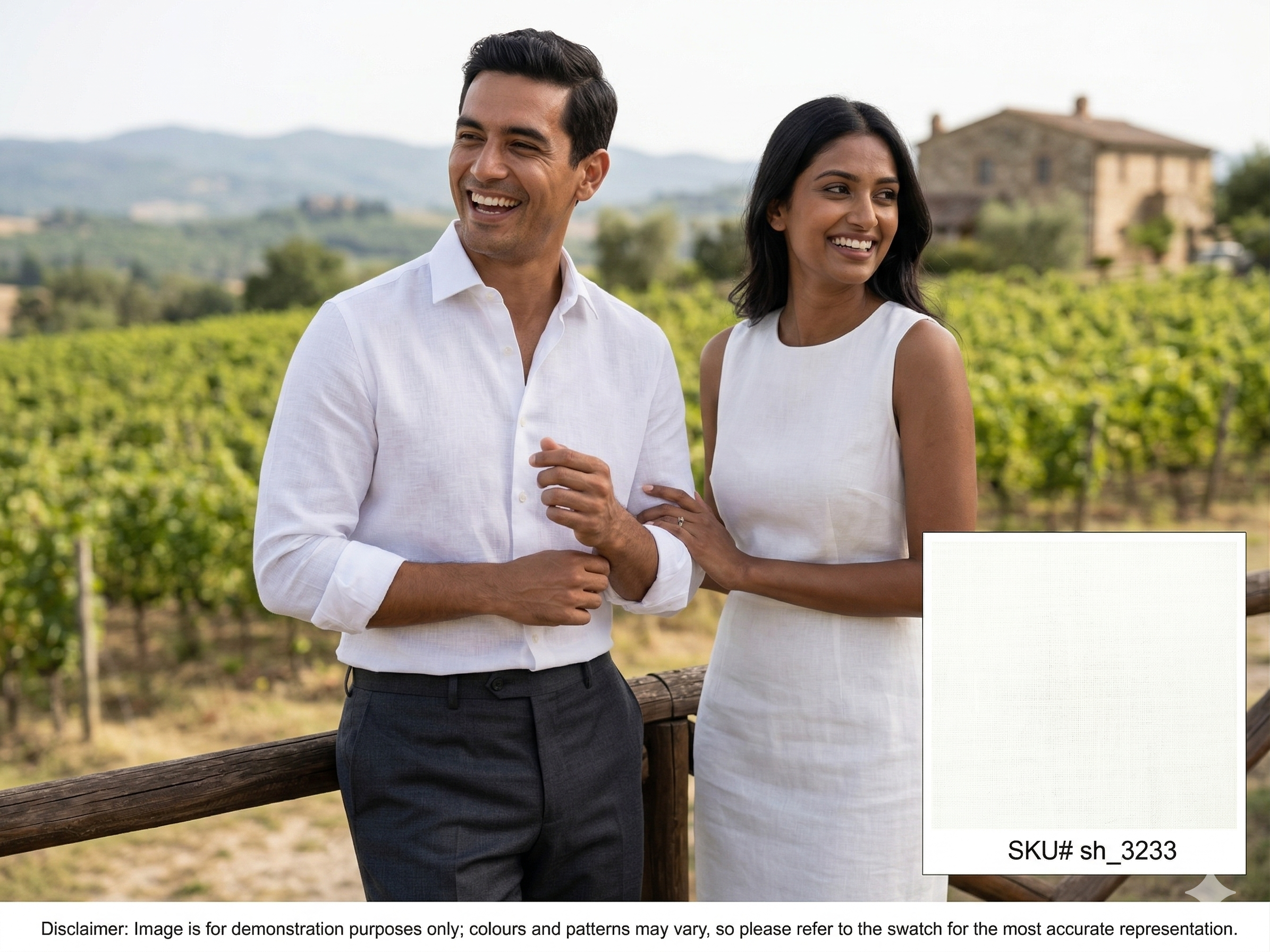 Man with White Plain Linen Dresses Shirting