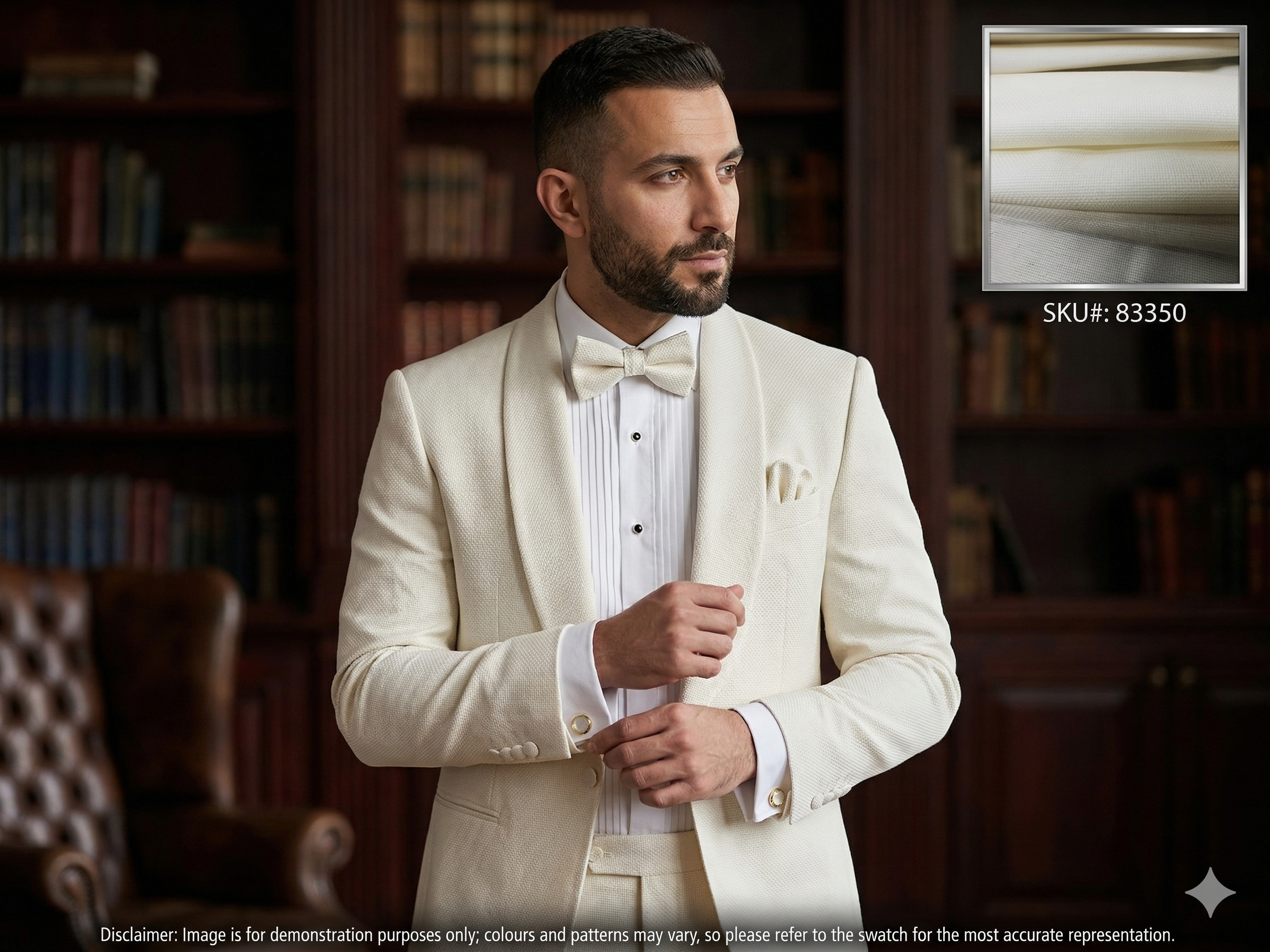 Man with White Plain Worsted Wool Blazer Suiting