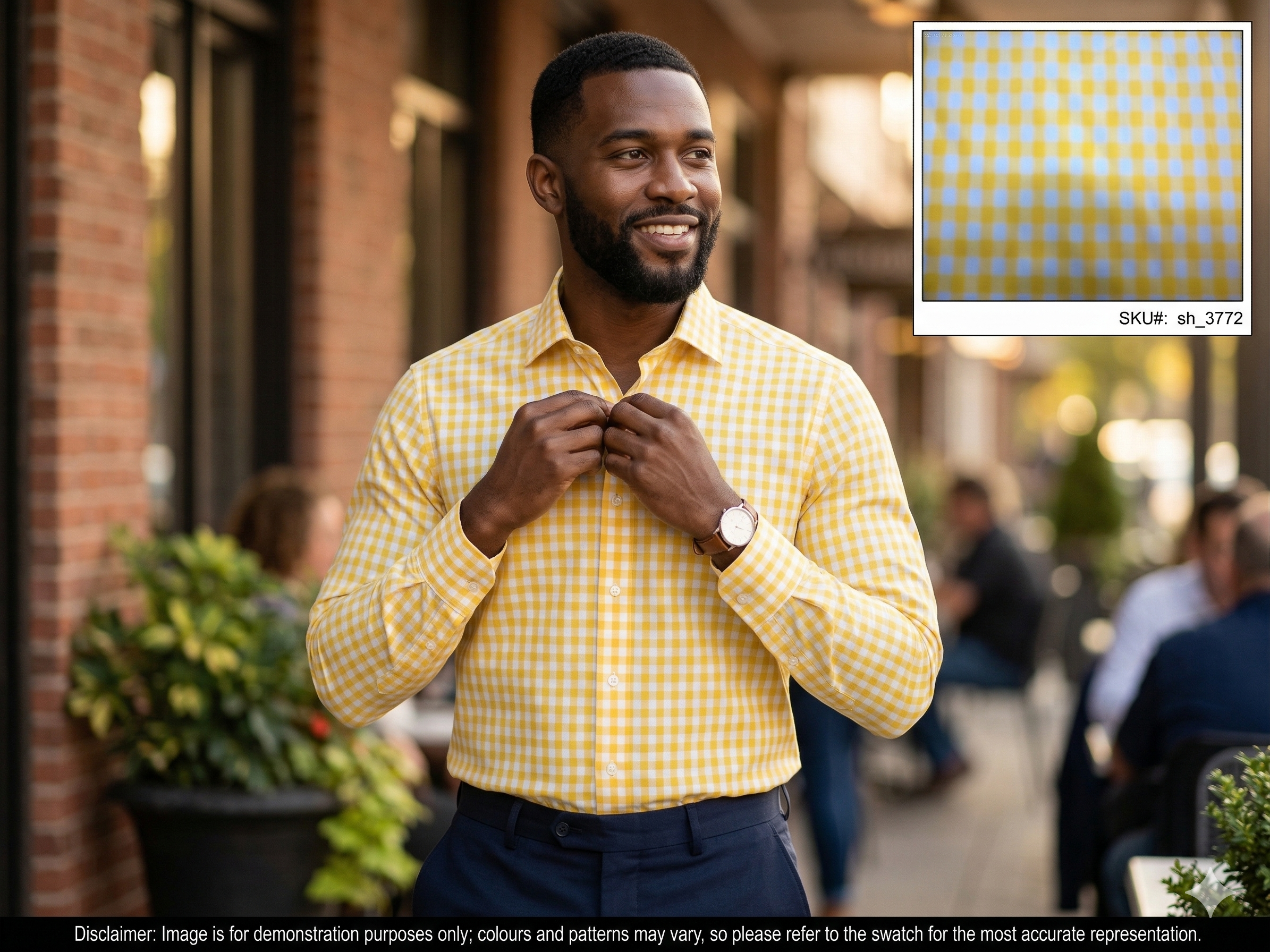 Man with White Yellow Check Egyptian Cotton Shirting