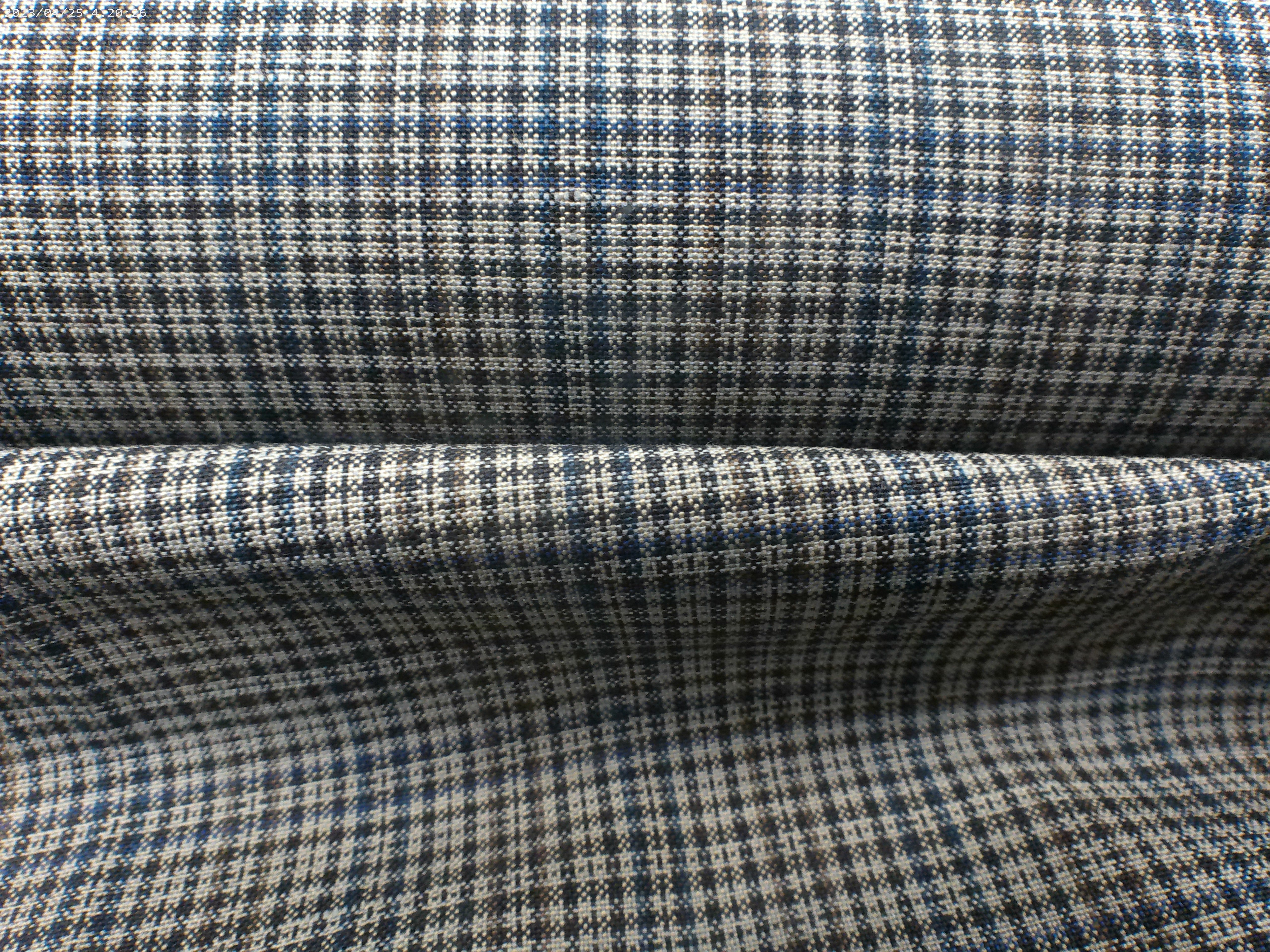 Multicolour Check Linen Wool Suiting