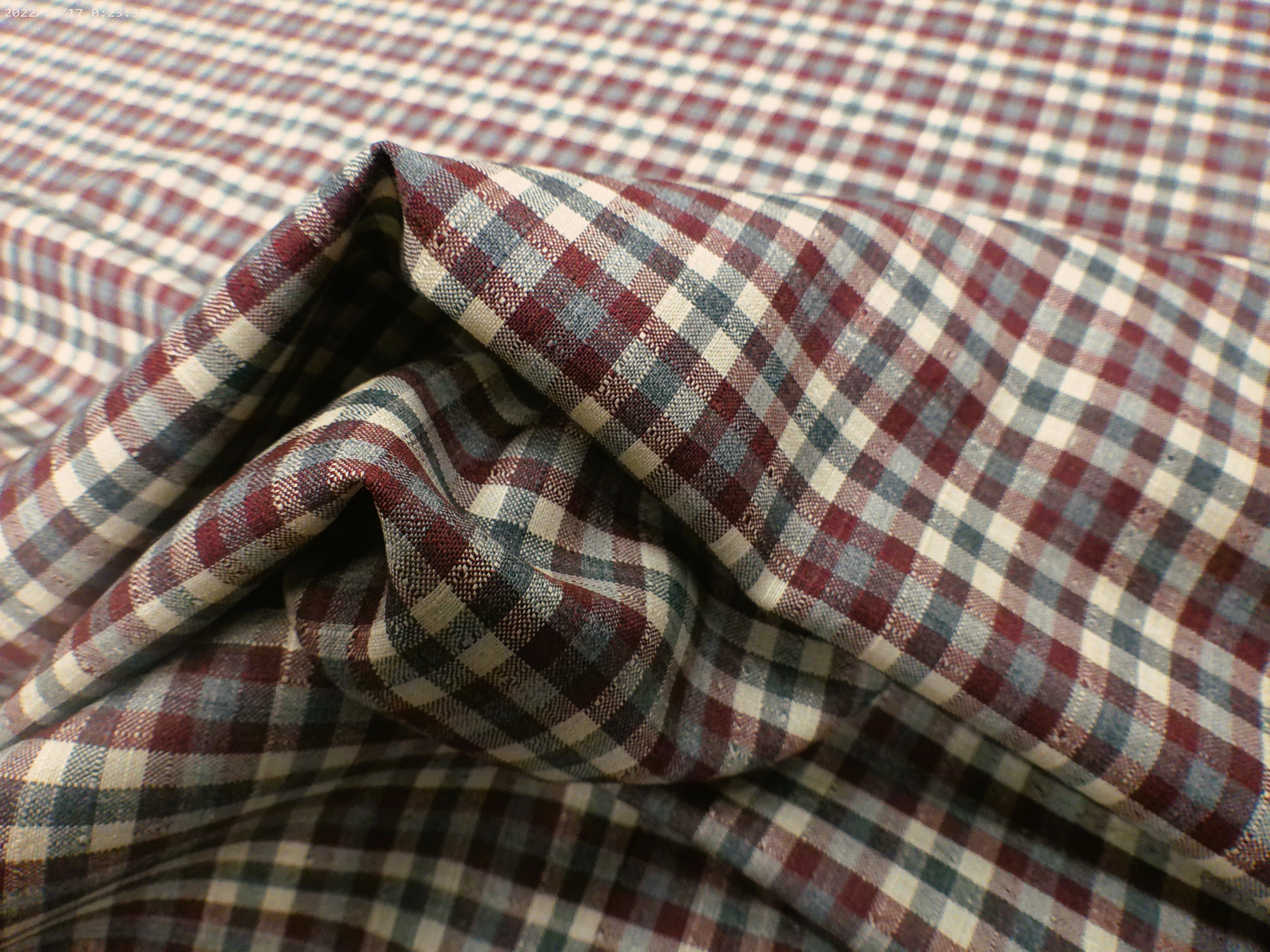 Multicolour Check Linen Wool Suiting