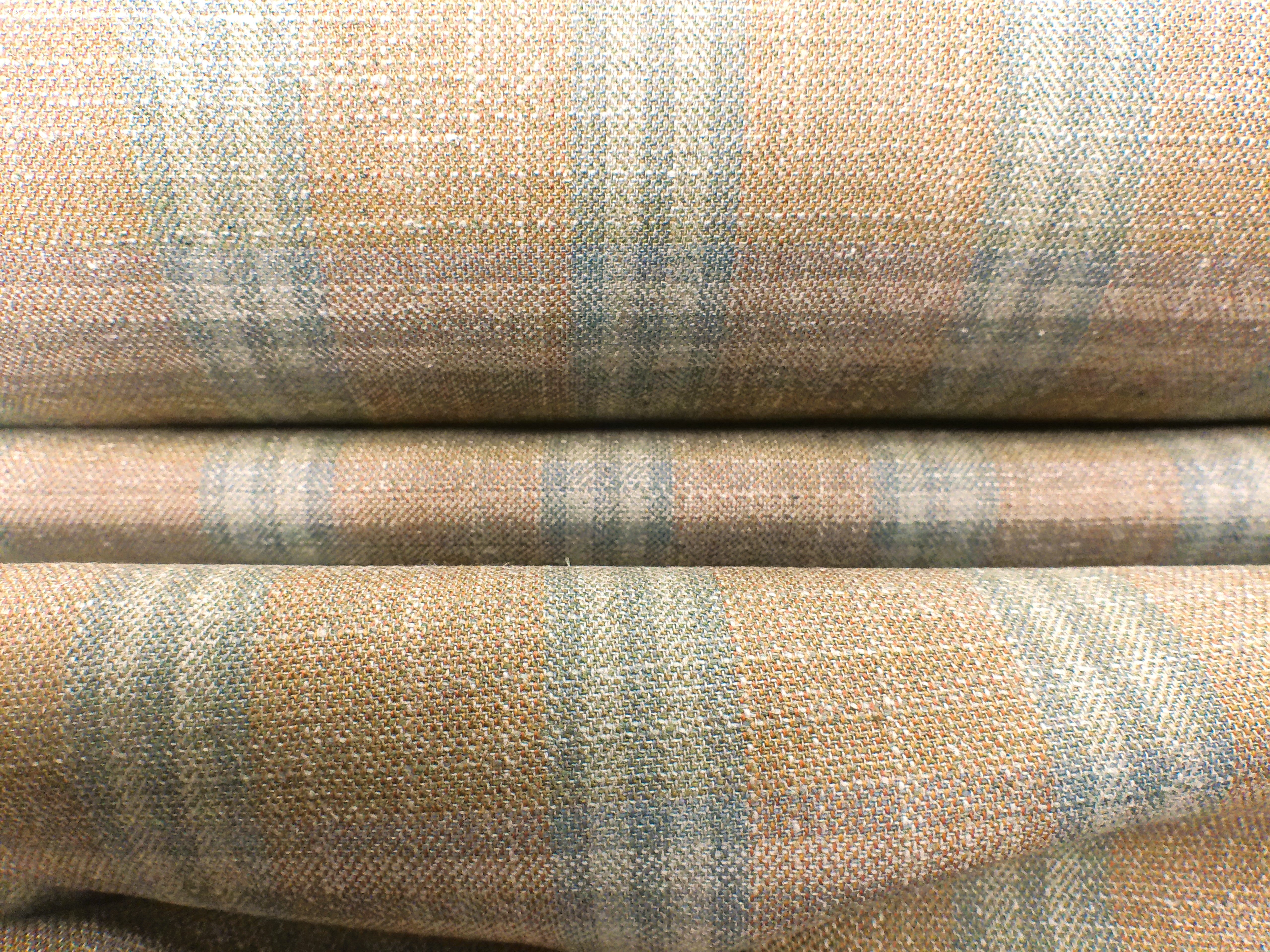 Multicolour Check Silk Linen Wool Blazer Suiting
