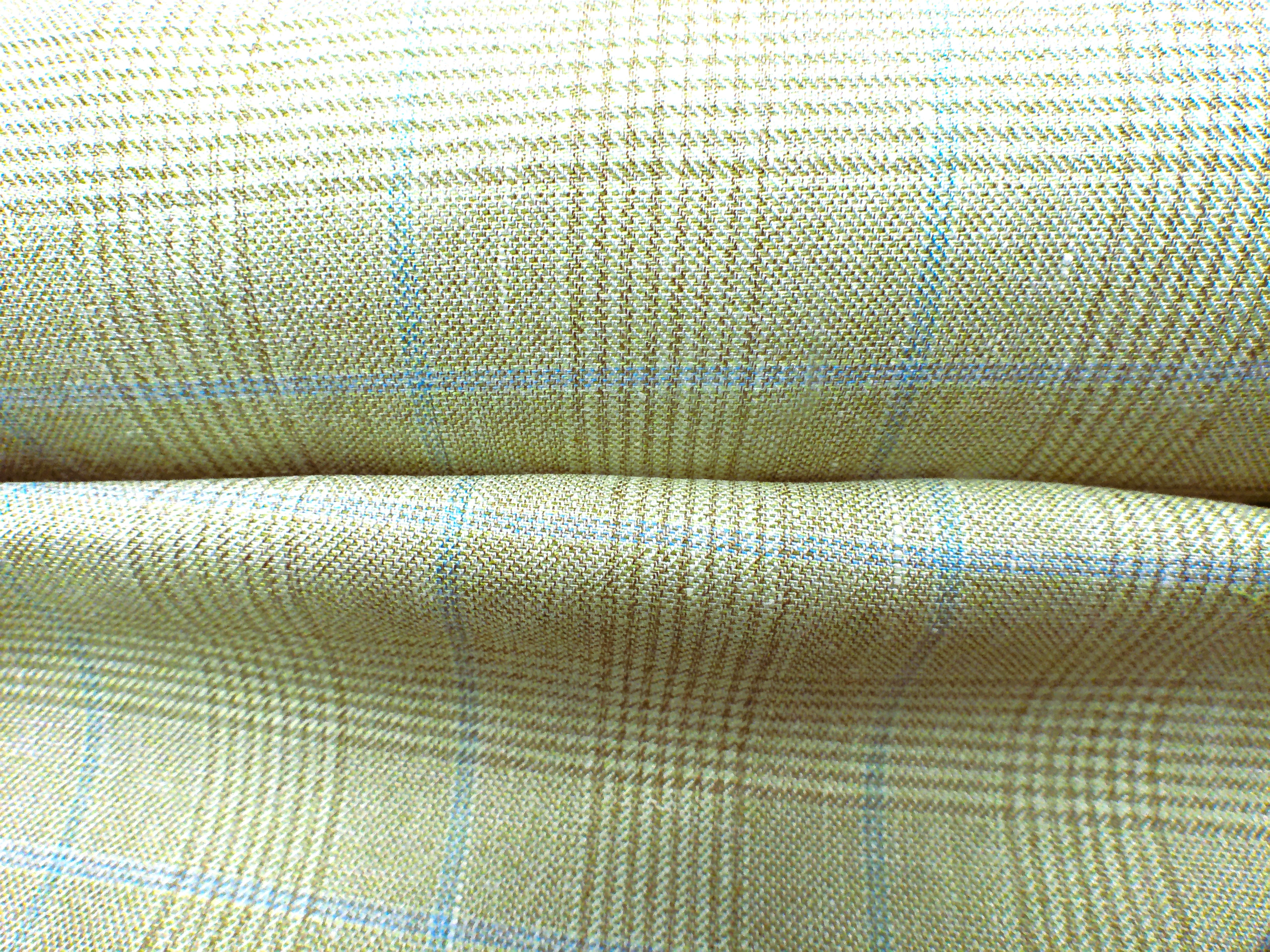 Multicolour Check Silk Linen Wool Suiting