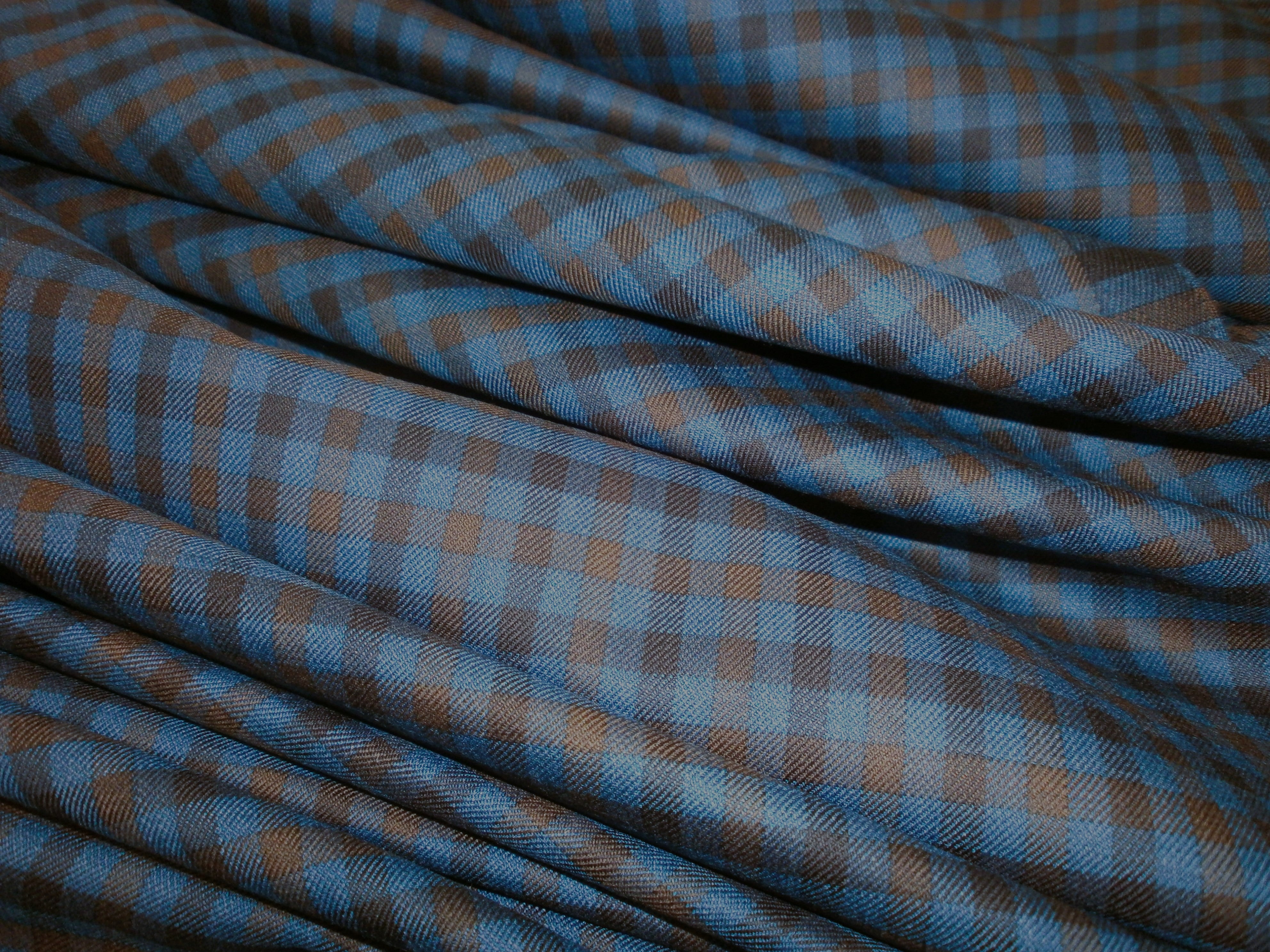 Multicolour Check Worsted Wool Suiting