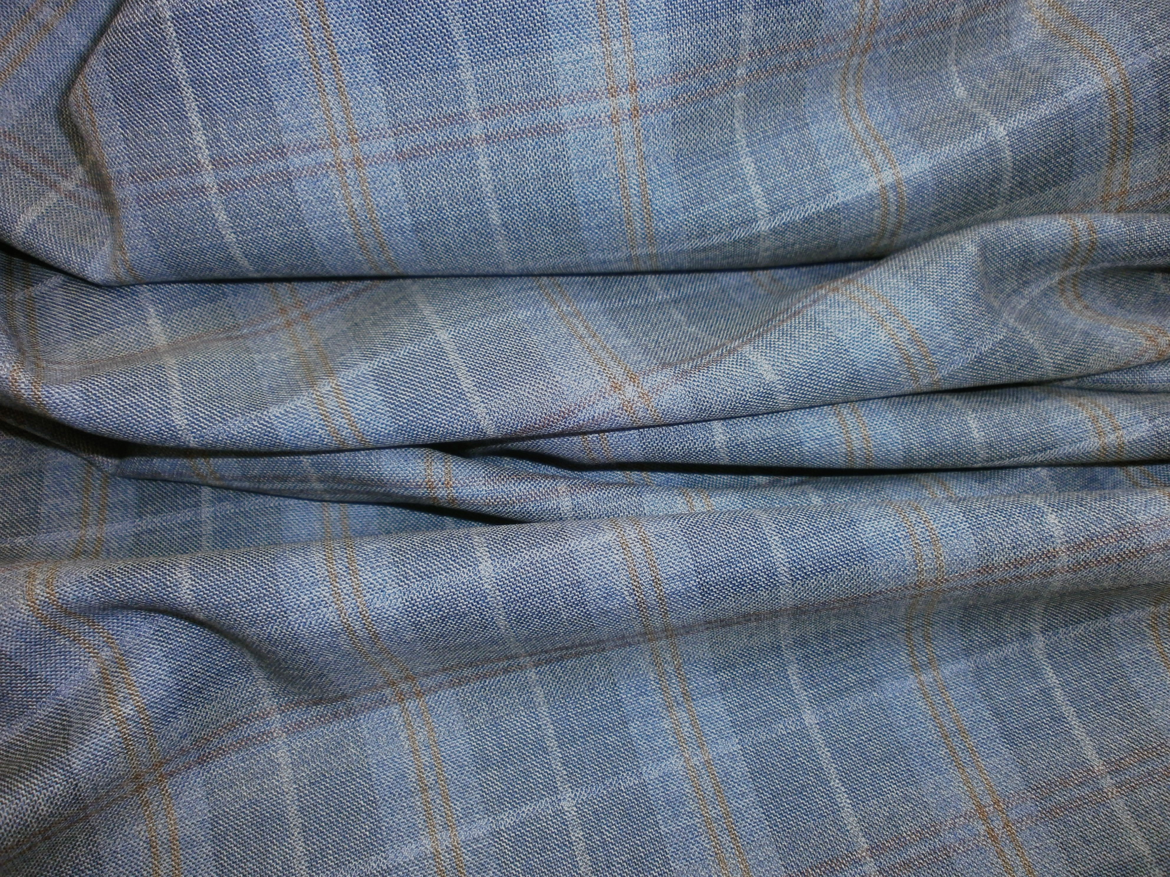 Multicolour Check Worsted Wool Suiting
